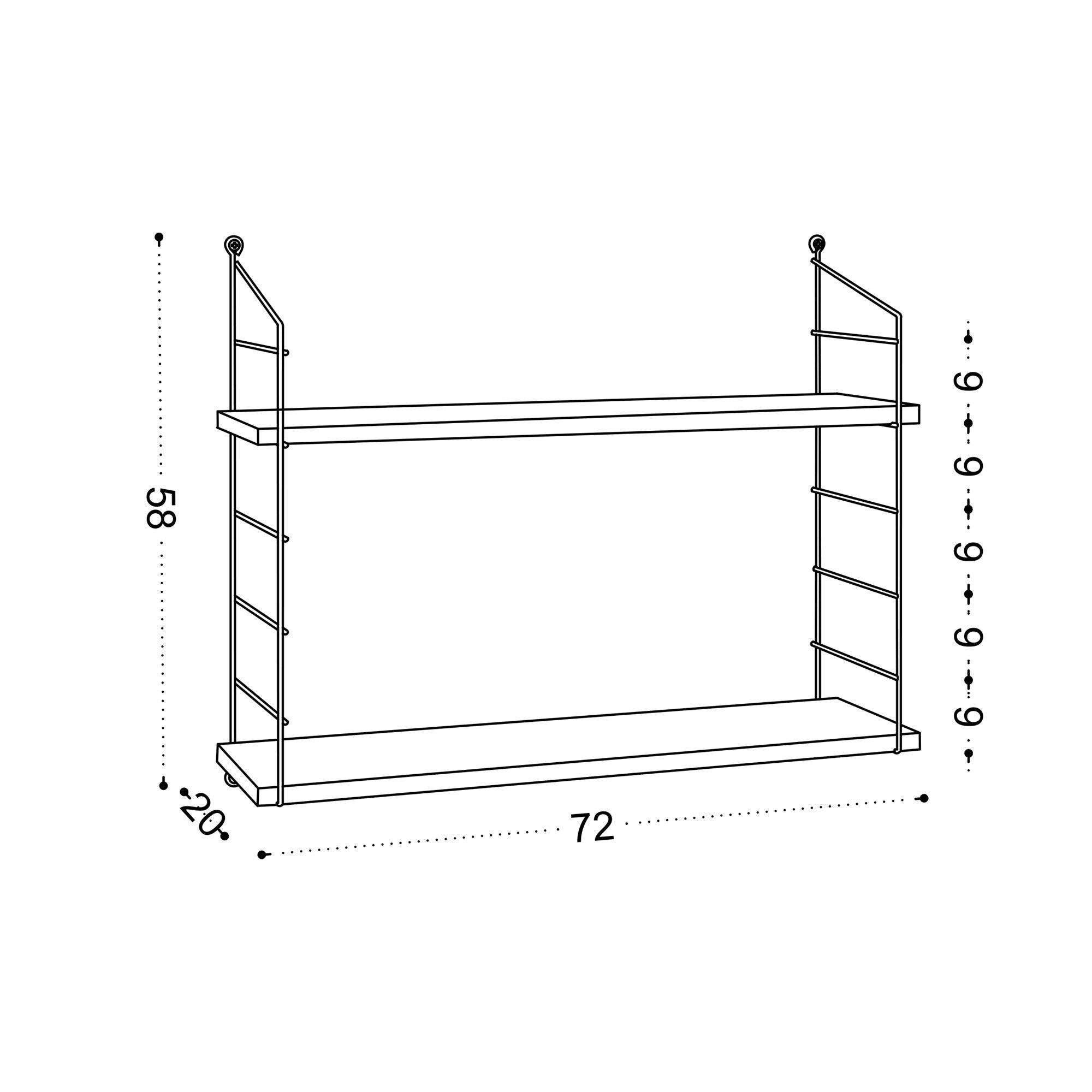 Prateleira de parede – 72 cm x 58 cm x 20 cm – Branco – Painel de partículas com revestimento a melamina