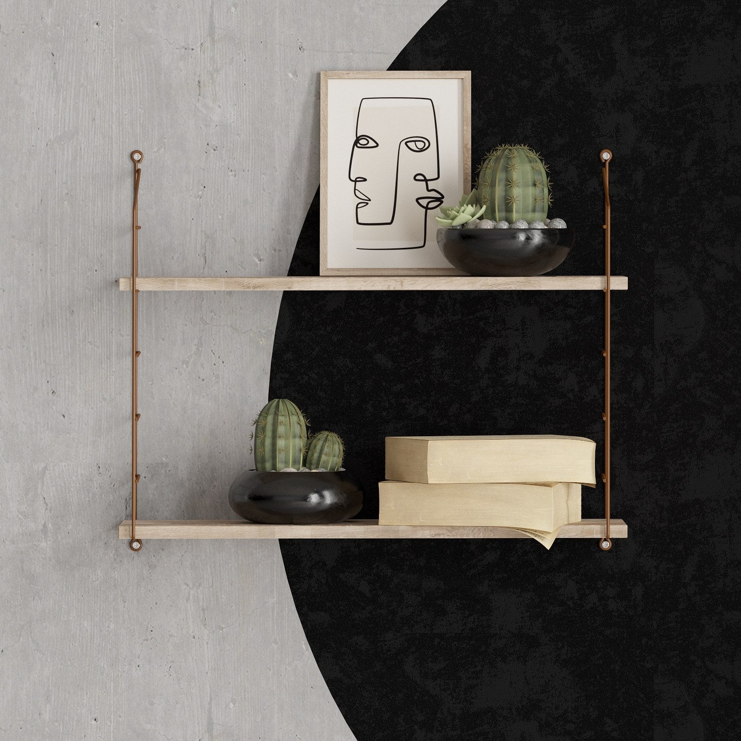 Prateleira de parede – 72 cm x 58 cm x 20 cm – castanho – painel de partículas