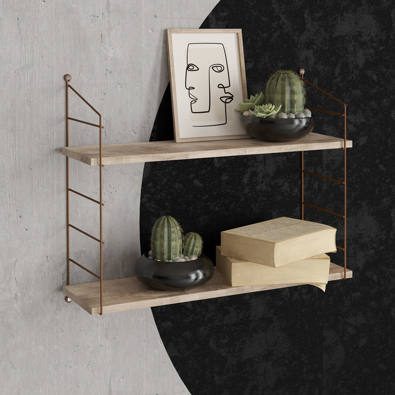 Prateleira de parede – 72 cm x 58 cm x 20 cm – castanho – painel de partículas