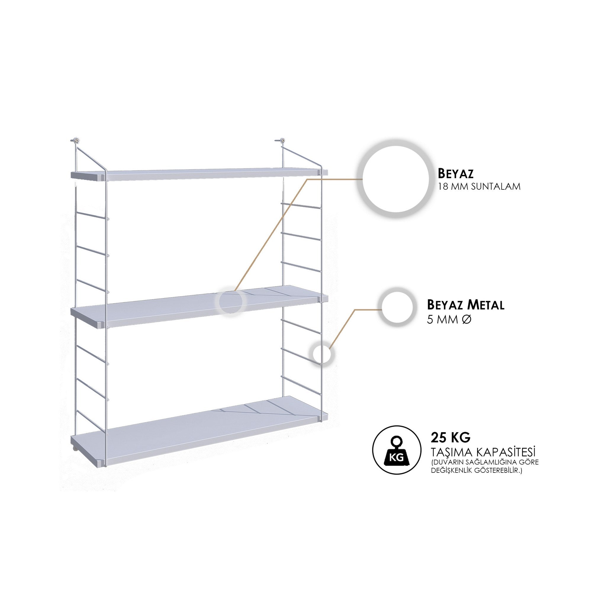Prateleira de parede – 72 cm x 85 cm x 20 cm – Branco – Painel de partículas com revestimento a melamina
