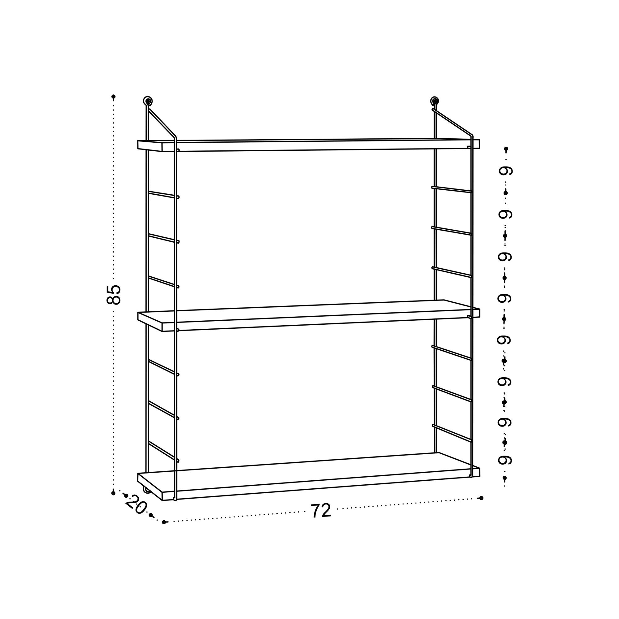 Prateleira de parede – 72 cm x 85 cm x 20 cm – Castanho – Painel de partículas revestido a melamina