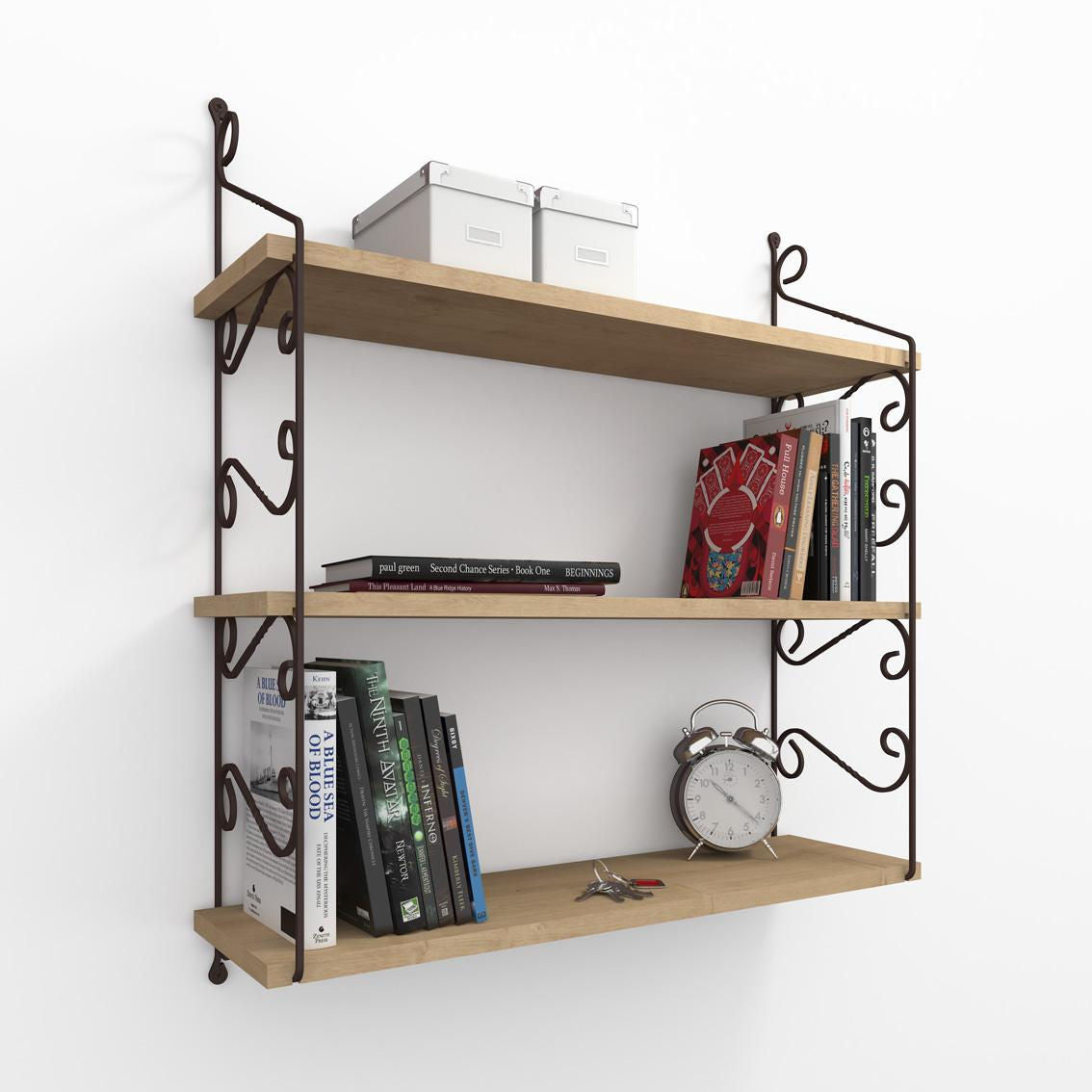 Prateleira de Parede em Carvalho – 72cm x 80cm x 20cm – Carvalho – MDF