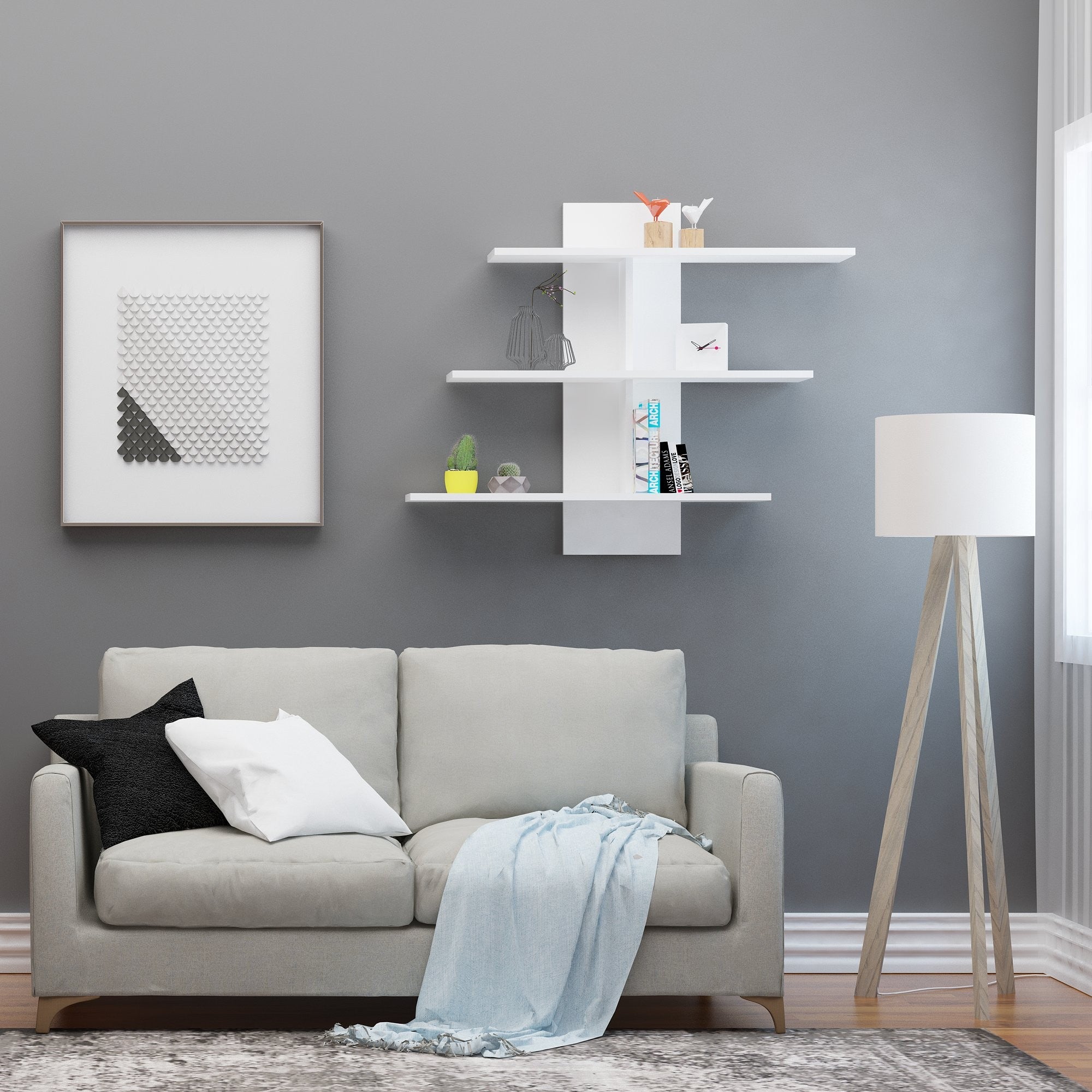 Prateleira de parede – 111cm x 90cm x 20cm – Branco – Melamina