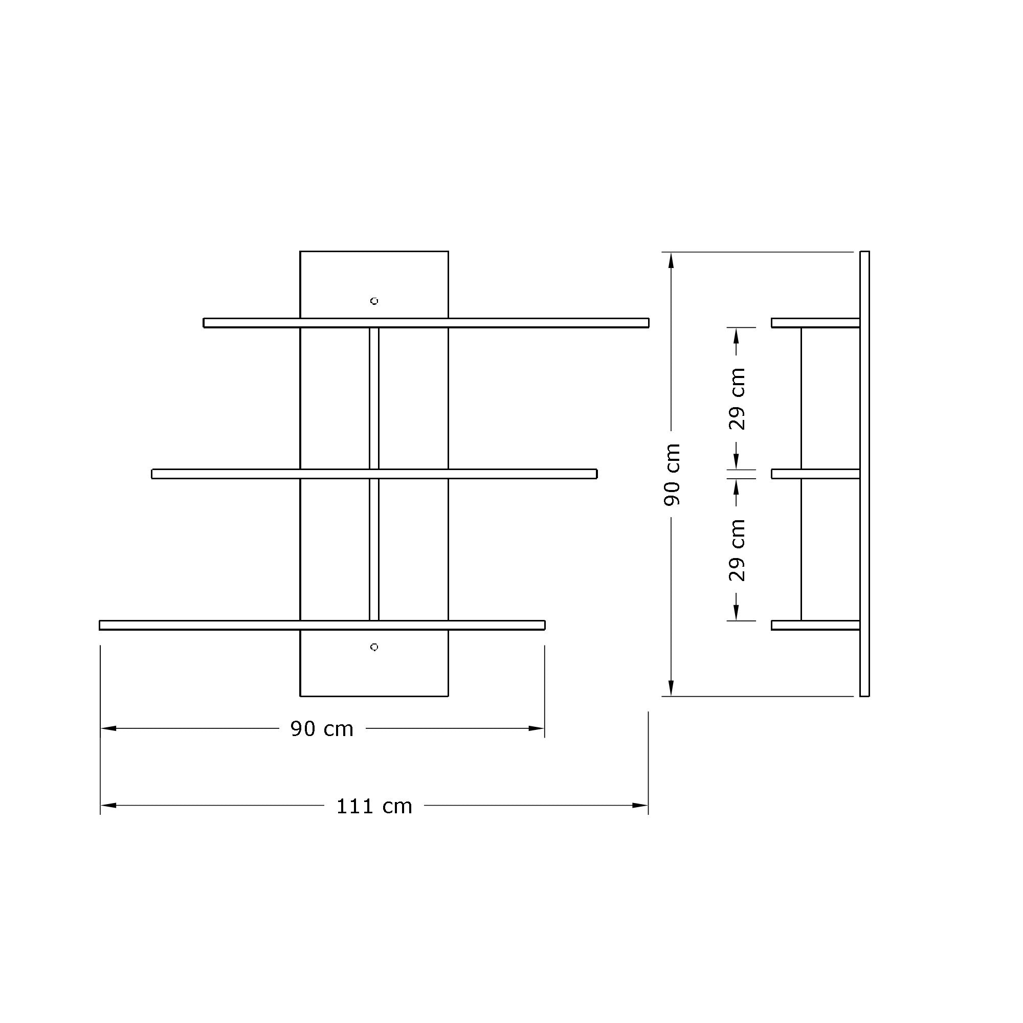 Prateleira de parede – 111cm x 90cm x 20cm – Branco – Melamina