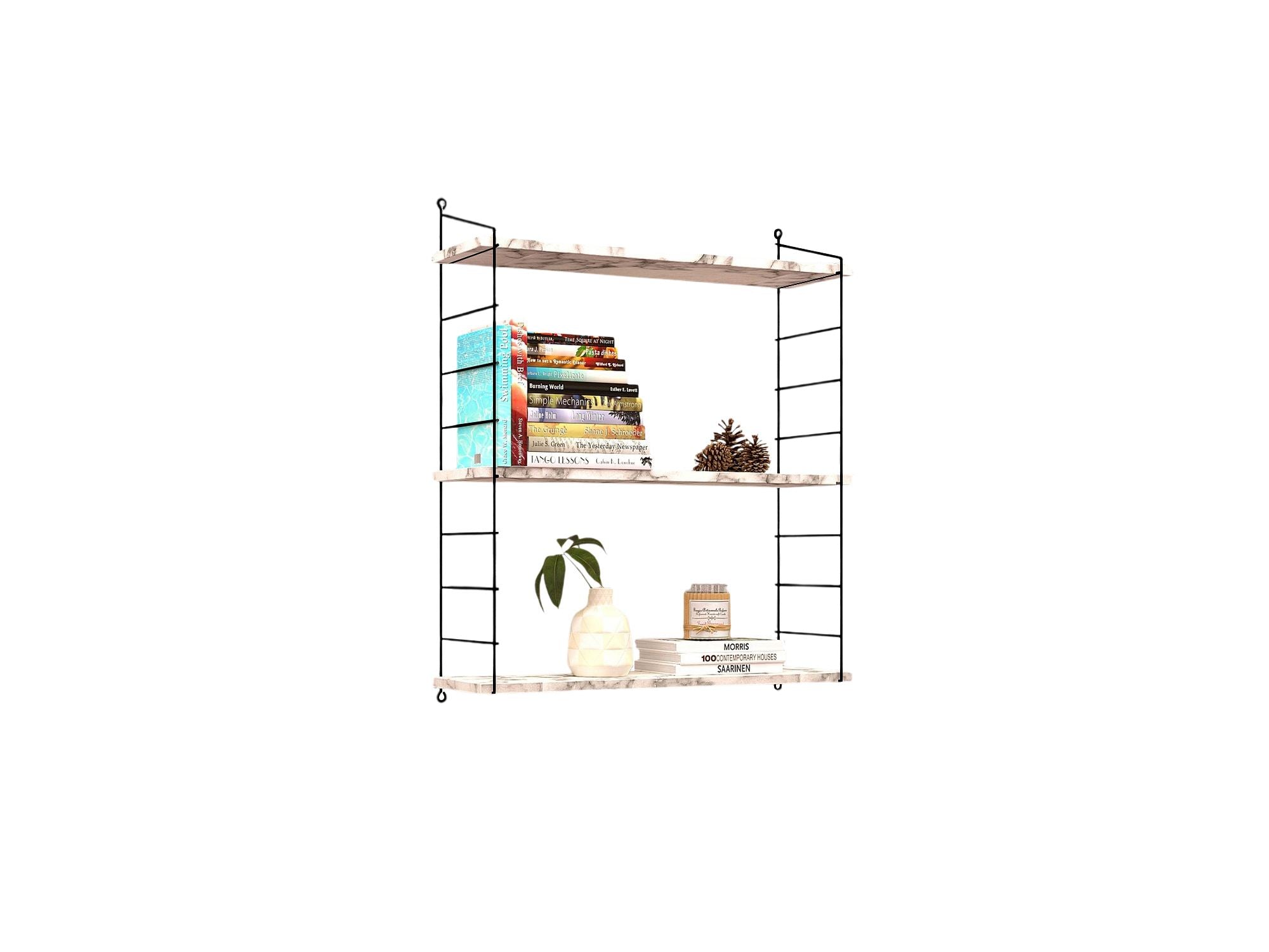Prateleira de parede – 72 cm x 85 cm x 20 cm – Mármore de Carrara – Painel de partículas revestido a melamina