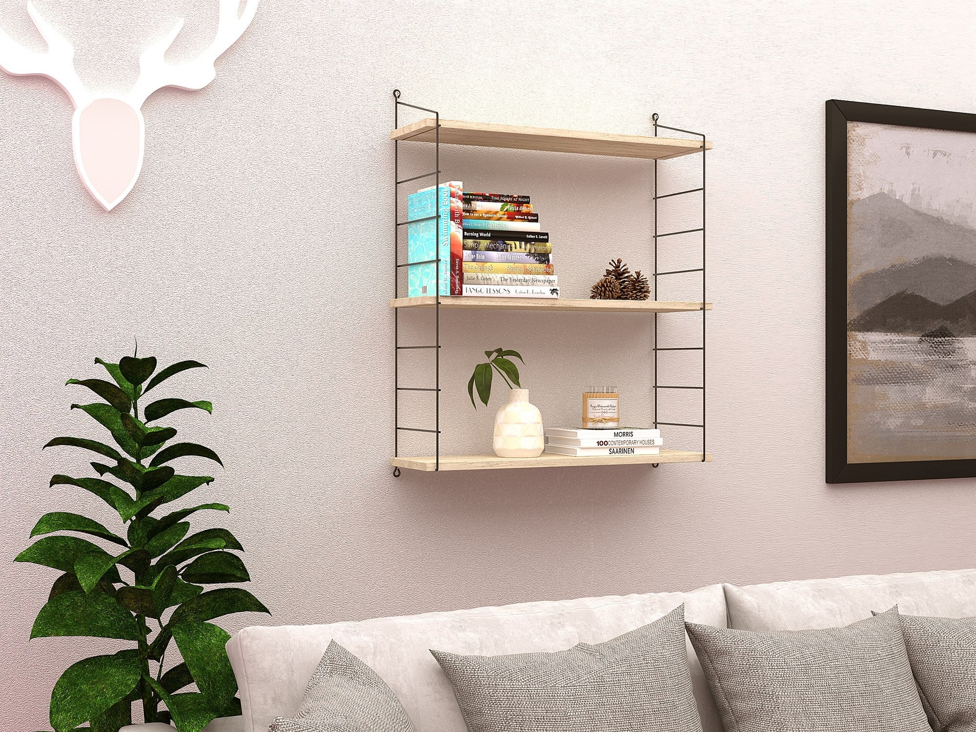 Prateleira de parede – 72cm x 85cm x 20cm – Traverten – Painel de partículas revestido a melamina