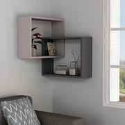 Prateleira de parede moderna – 68 x 68 x 60 cm – Mocha claro e Antracite – Painel de partículas revestido a melamina