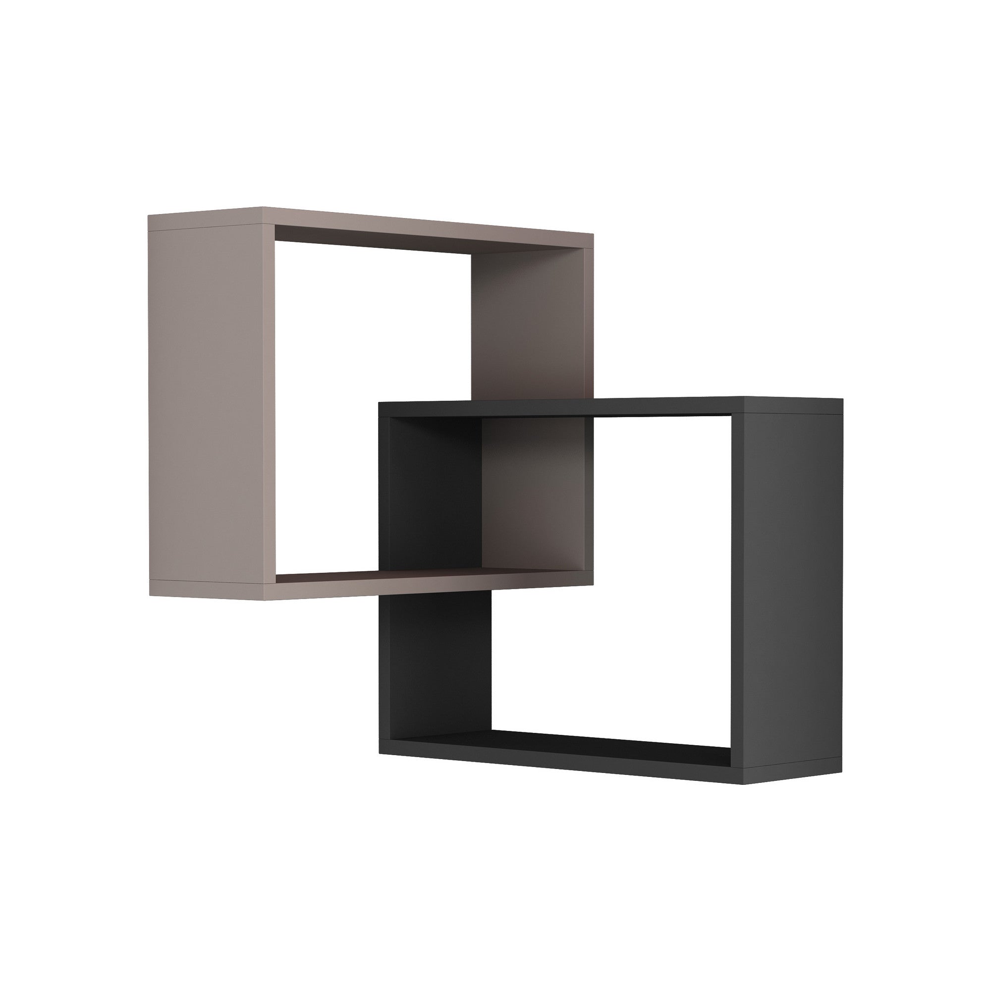 Prateleira de parede moderna – 68 x 68 x 60 cm – Mocha claro e Antracite – Painel de partículas revestido a melamina