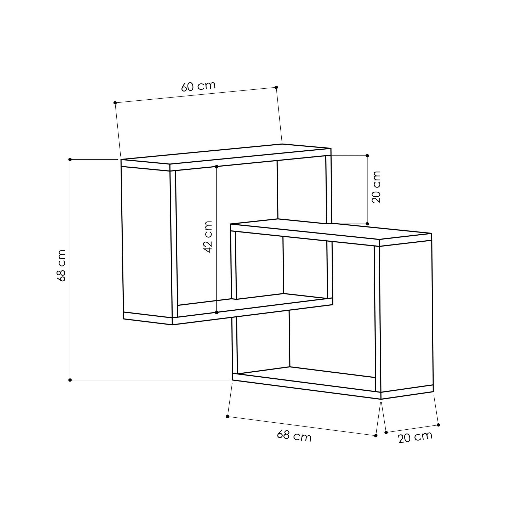 Prateleira de parede – 68 x 68 x 60 cm – Carvalho Sonoma – Painéis de partículas revestidos a melamina