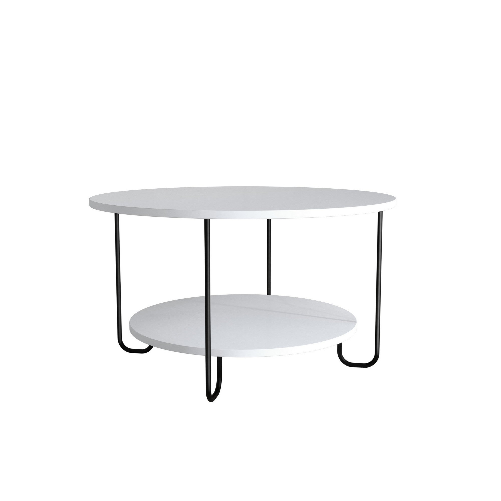 Mesa de Centro Moderna de 2 Andares – 80 x 45 x 80 cm – Branca – Painéis de Partículas Revestidos em Melamina