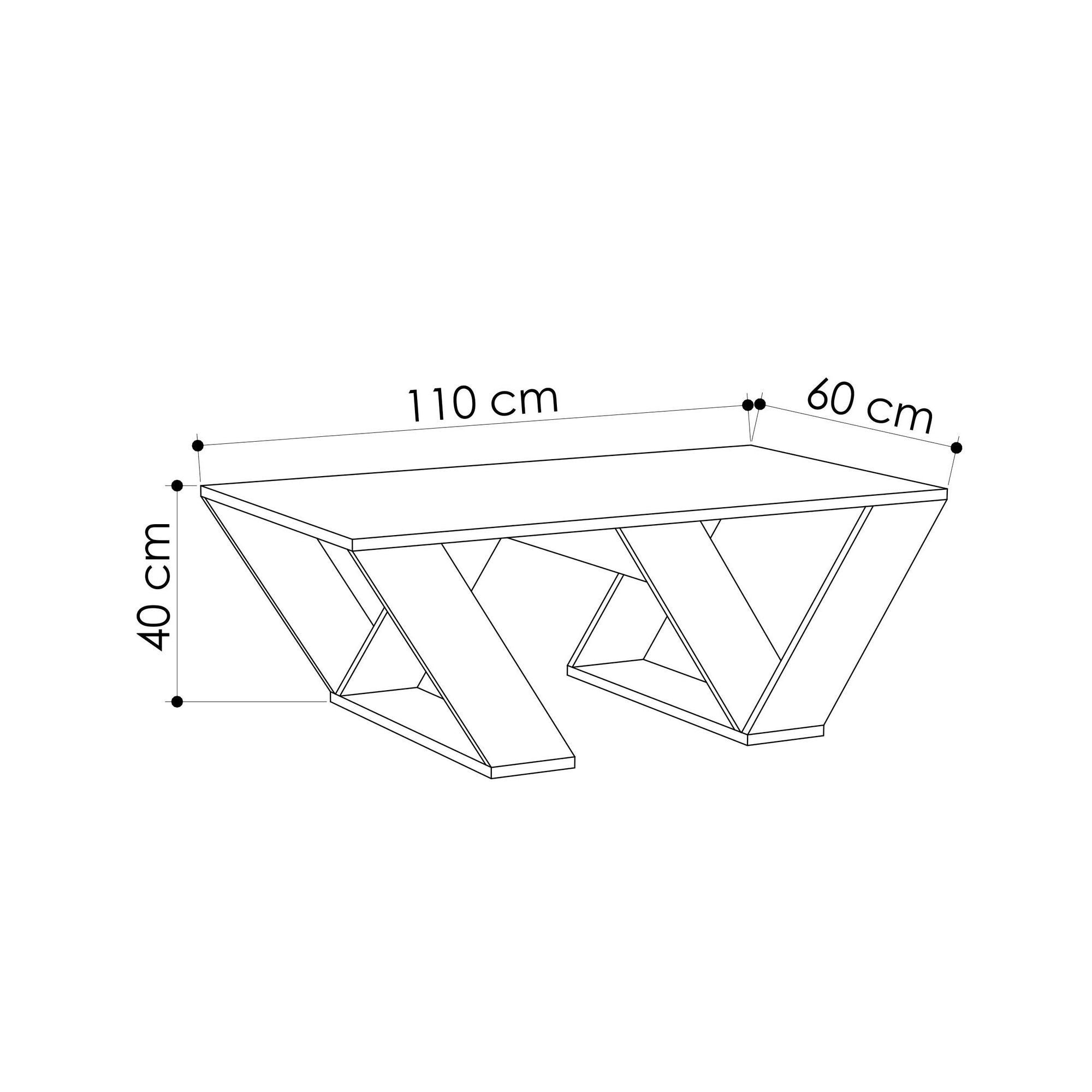 Mesa de Centro – 110cm x 40cm x 60cm – Mármore de Carrara – Painéis de Partículas