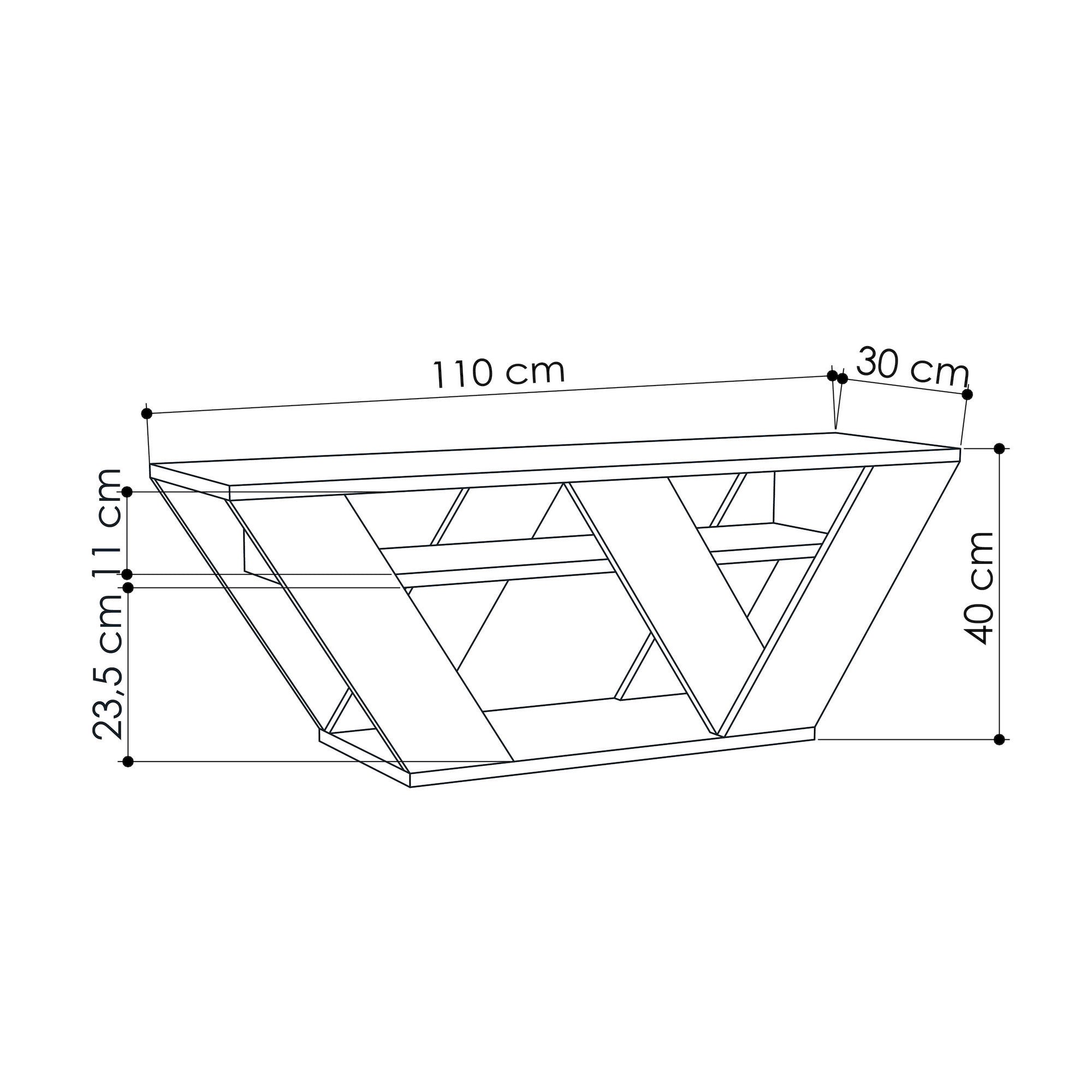 Móvel de TV – 110 cm x 40 cm x 30 cm – Mocha Claro – Painel de partículas revestido a melamina