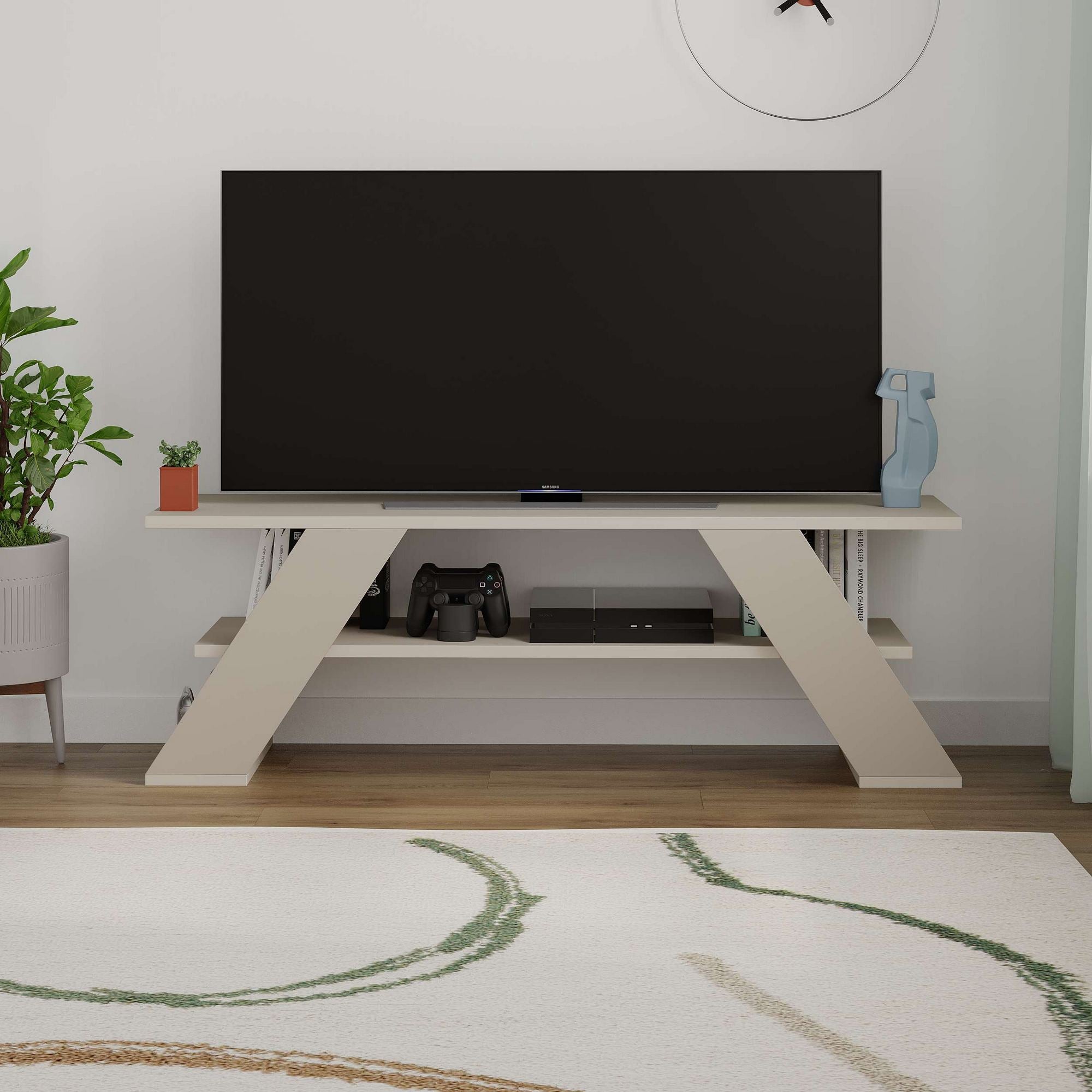 Móvel de TV – 120cm x 40cm x 33,5cm – Arenito – painel de partículas revestido a melamina