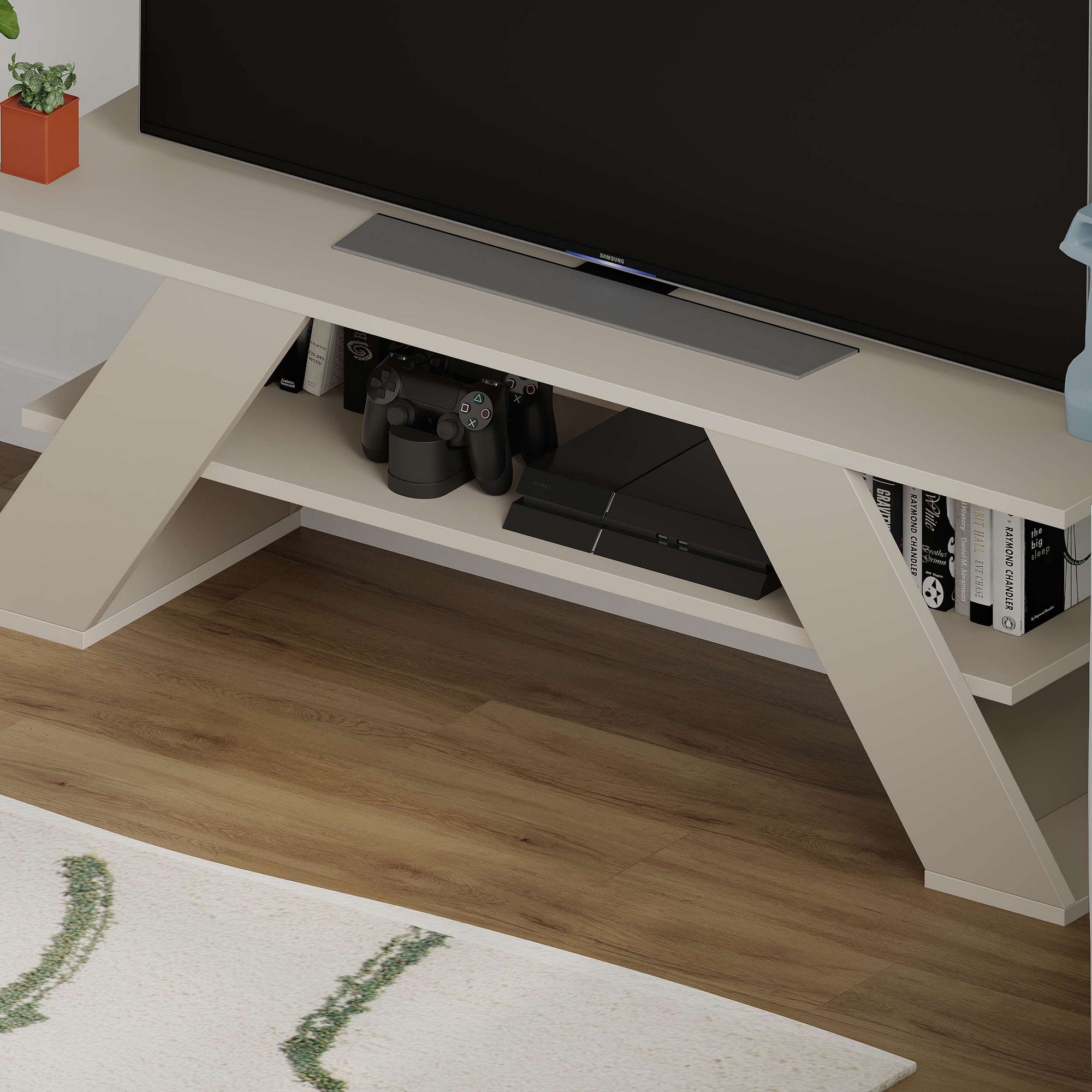 Móvel de TV – 120cm x 40cm x 33,5cm – Arenito – painel de partículas revestido a melamina