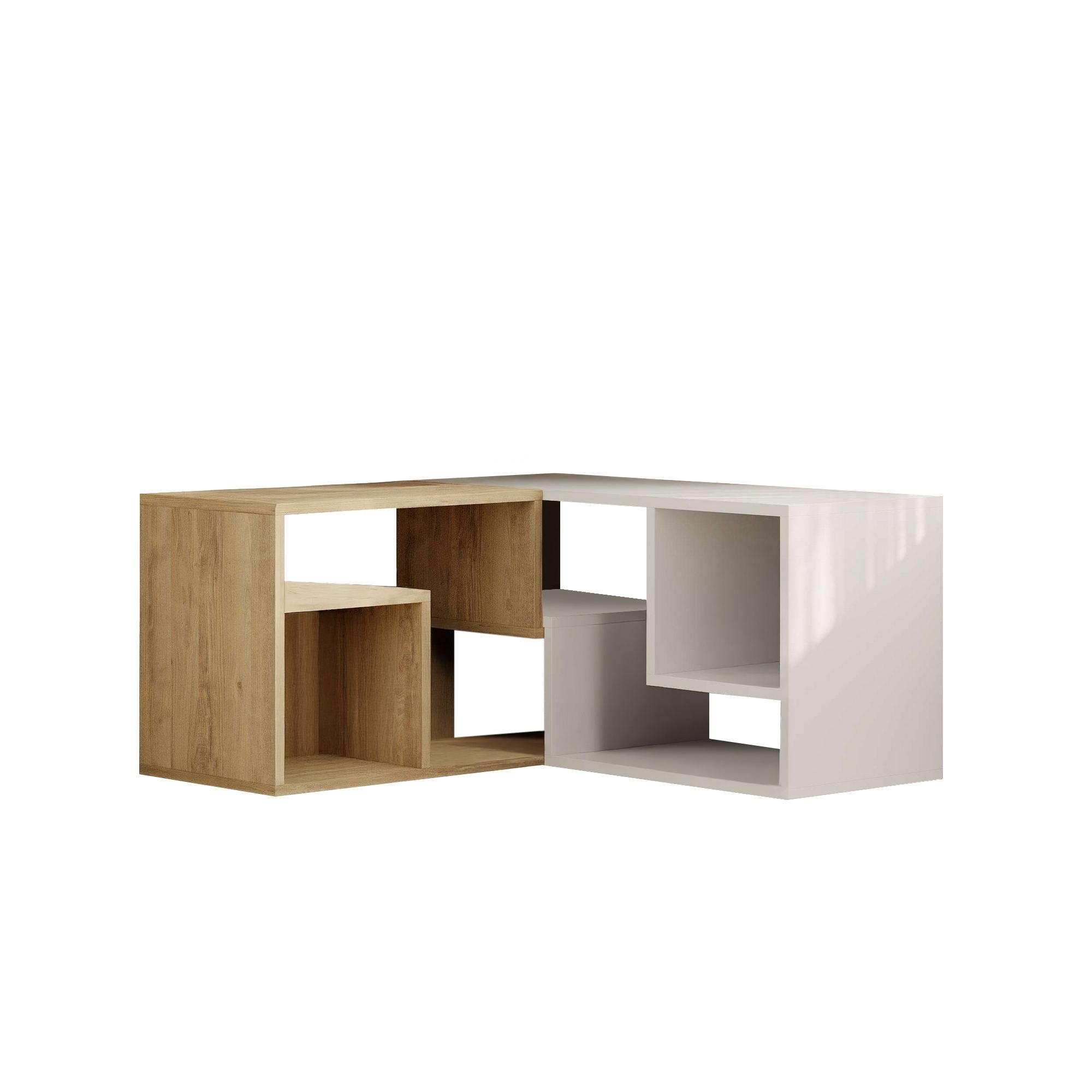 Móvel de TV – 145cm x 44,8cm x 35cm – Carvalho Safira e Branco – Painéis de partículas revestidos a melamina