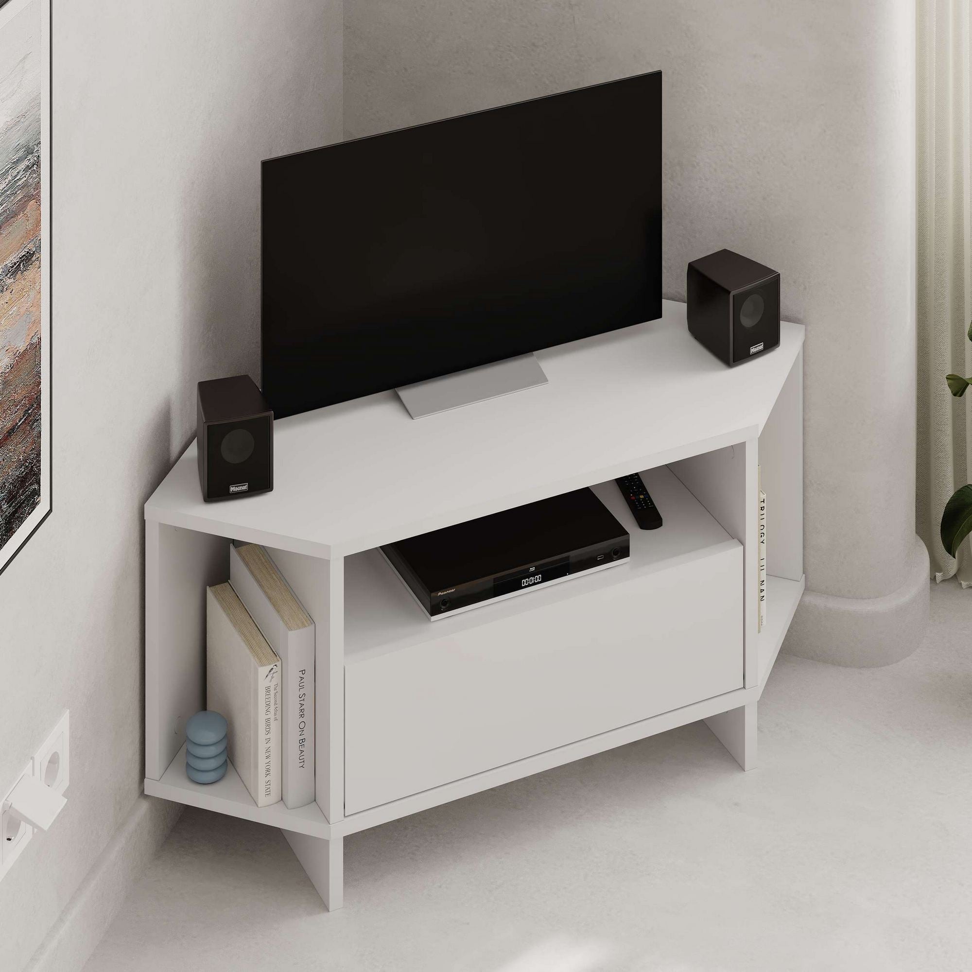 Móvel de TV – 95,7cm x 45cm x 35,4cm – Branco – MDF