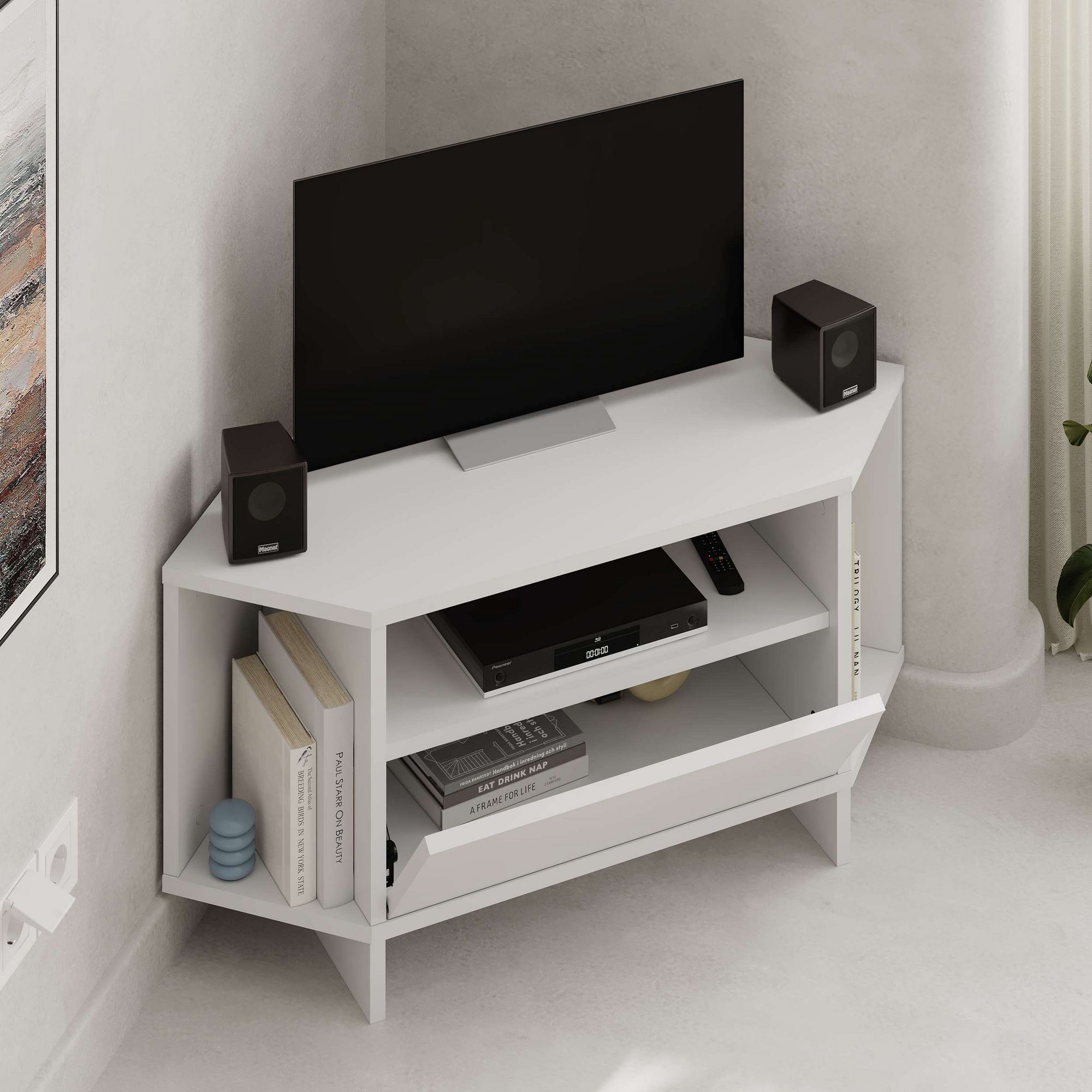 Móvel de TV – 95,7cm x 45cm x 35,4cm – Branco – MDF