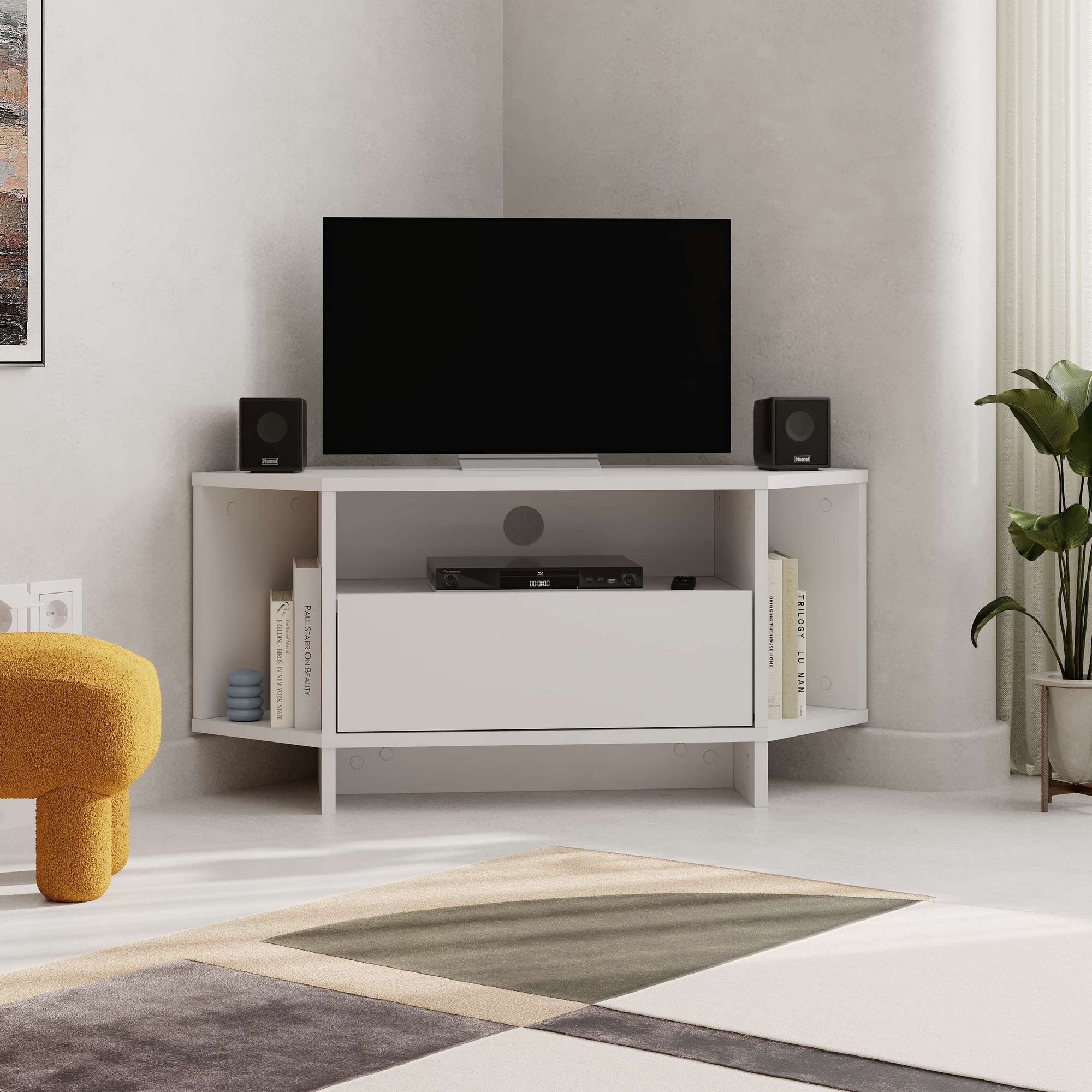 Móvel de TV – 95,7cm x 45cm x 35,4cm – Branco – MDF