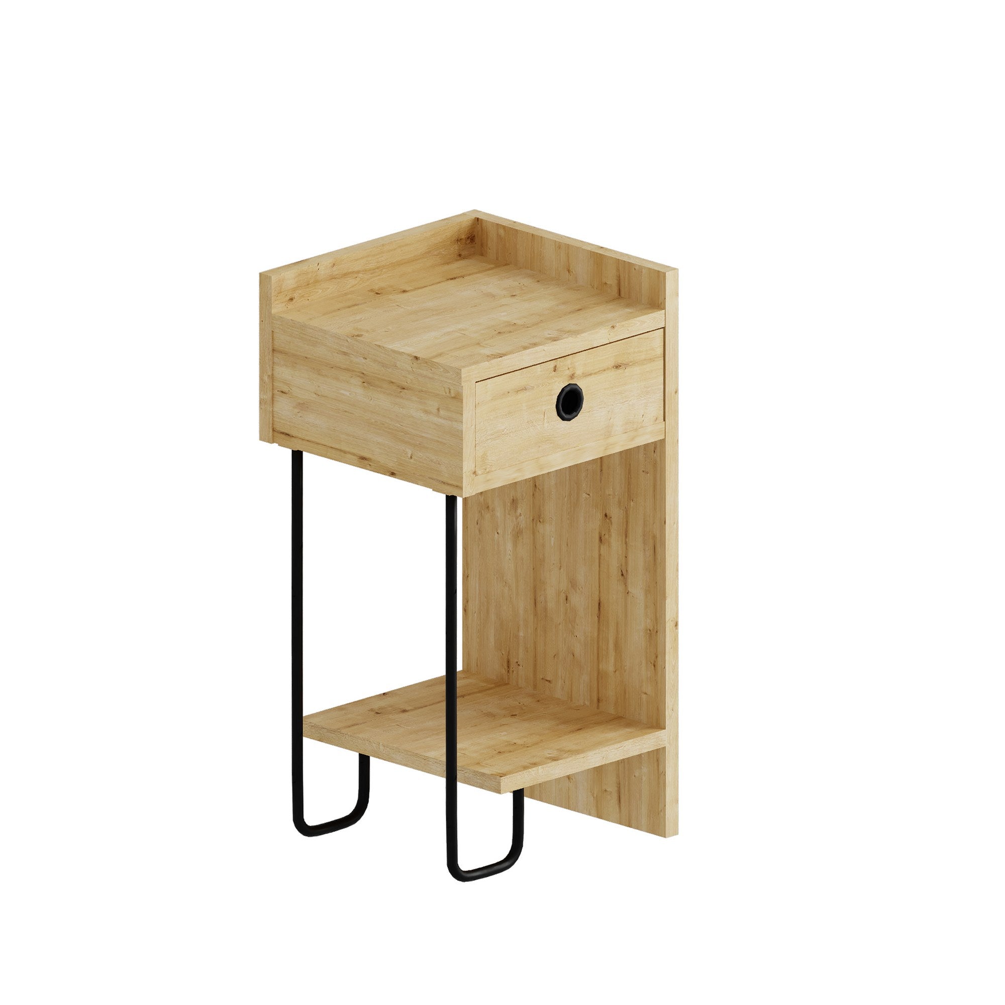 Mesa de Cabeceira em Carvalho – 32 x 61 x 30 cm – Carvalho – Painel de Partículas Revestido a Melamina