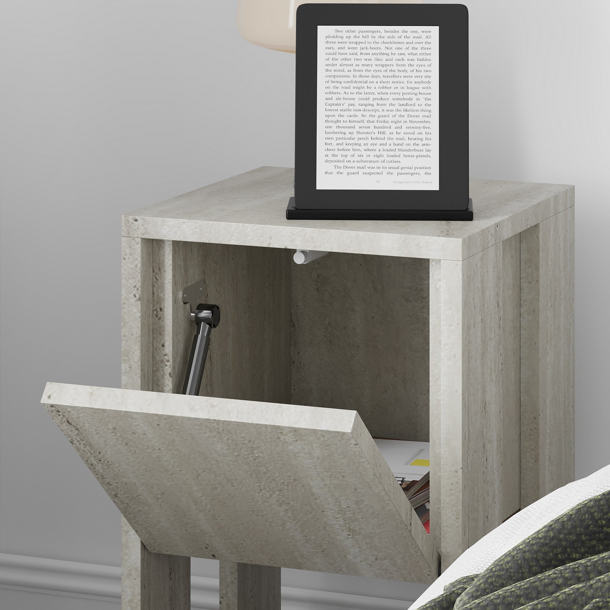 Mesa de cabeceira – 30cm x 55cm x 30cm – Travertino – Melamina
