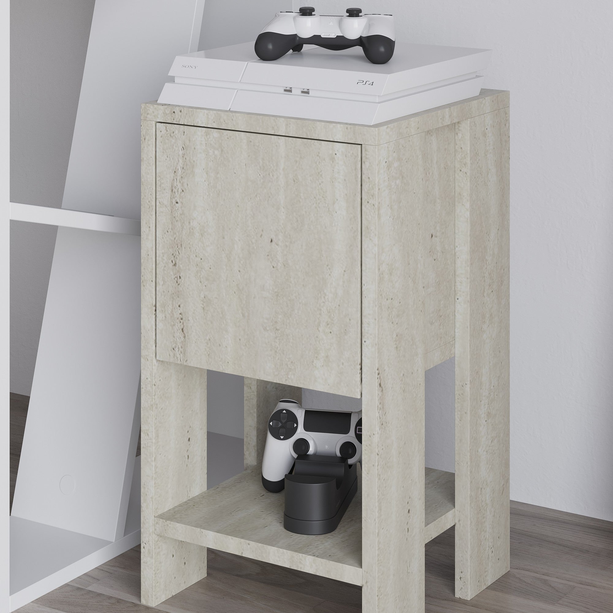 Mesa de cabeceira – 30cm x 55cm x 30cm – Travertino – Melamina