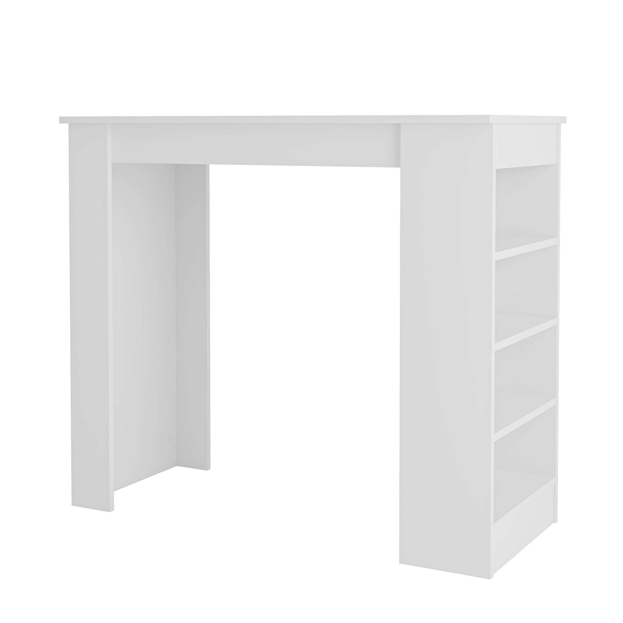 Mesa de Bar Branca com Prateleira - 117cm de Largura, Capacidade 20kg, Melamina de Alta Qualidade