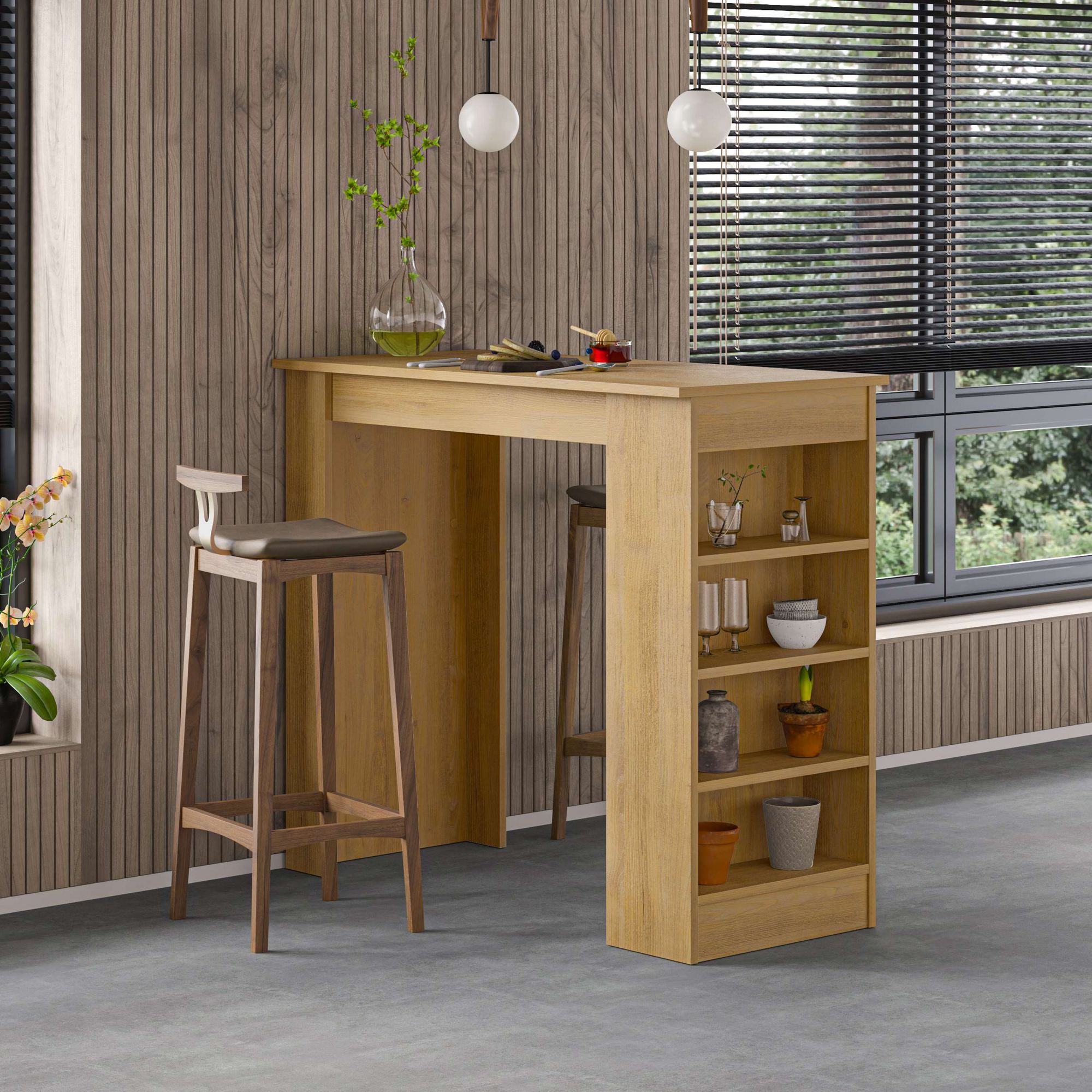 Mesa de Bar Sapphire Oak - Design Moderno com Prateleira e Capacidade 20kg