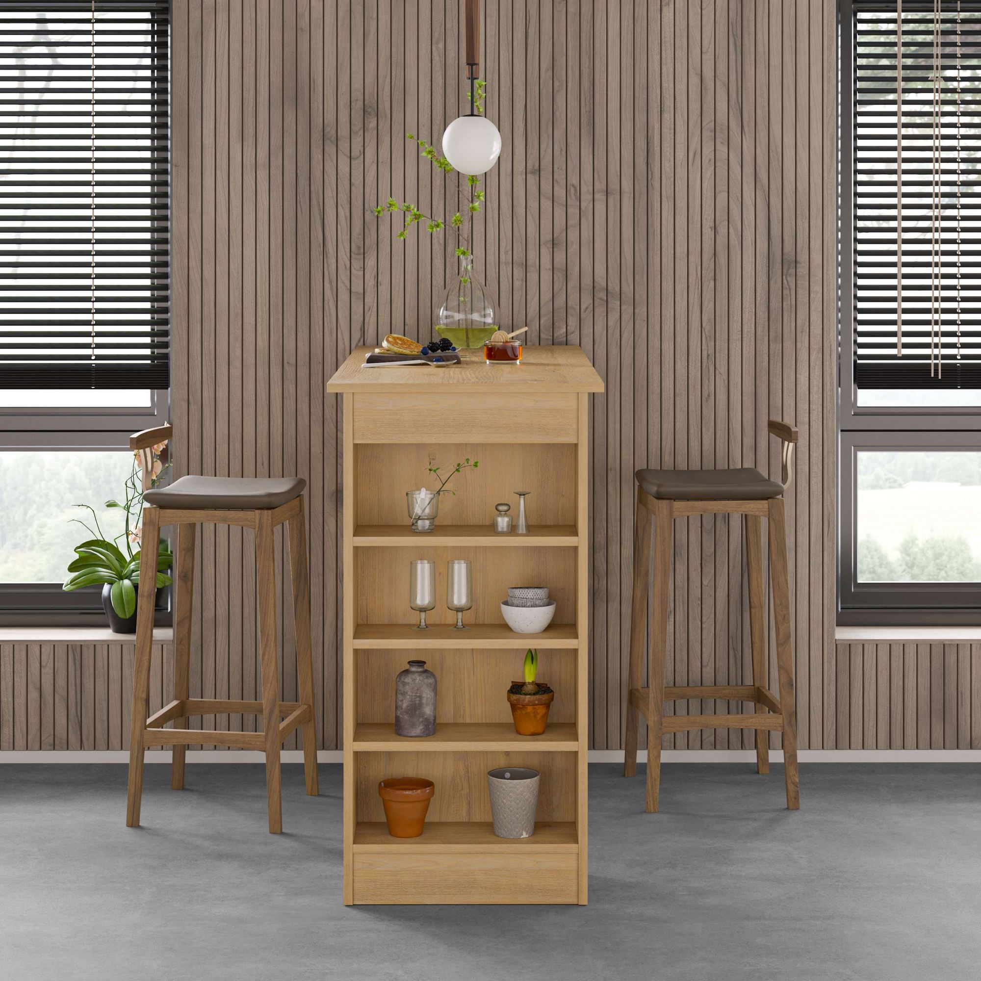 Mesa de Bar Sapphire Oak - Design Moderno com Prateleira e Capacidade 20kg