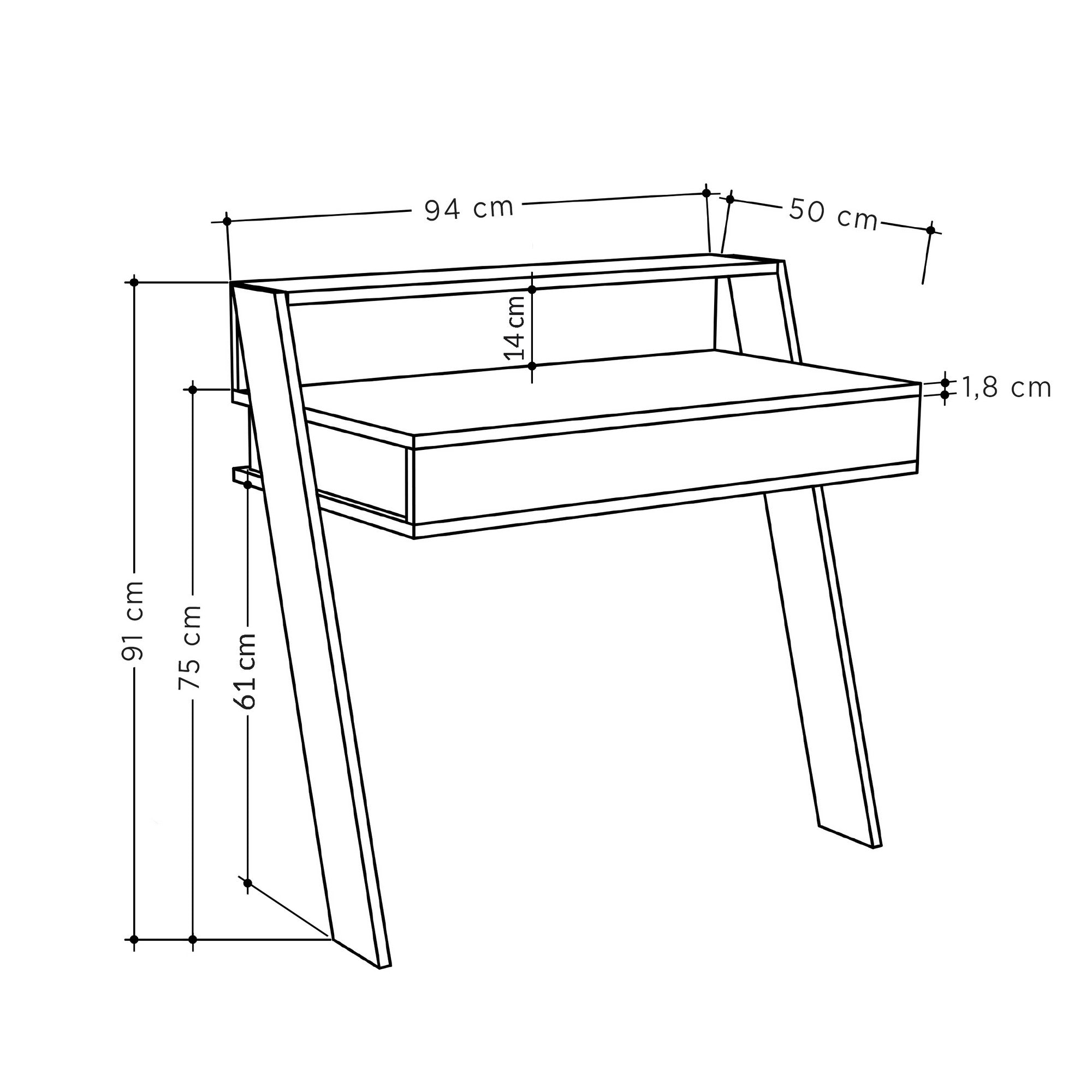 Secretária de Estudo Moderna – 94 x 91 x 50 cm – Antracite – Painel de Partículas a Melamina