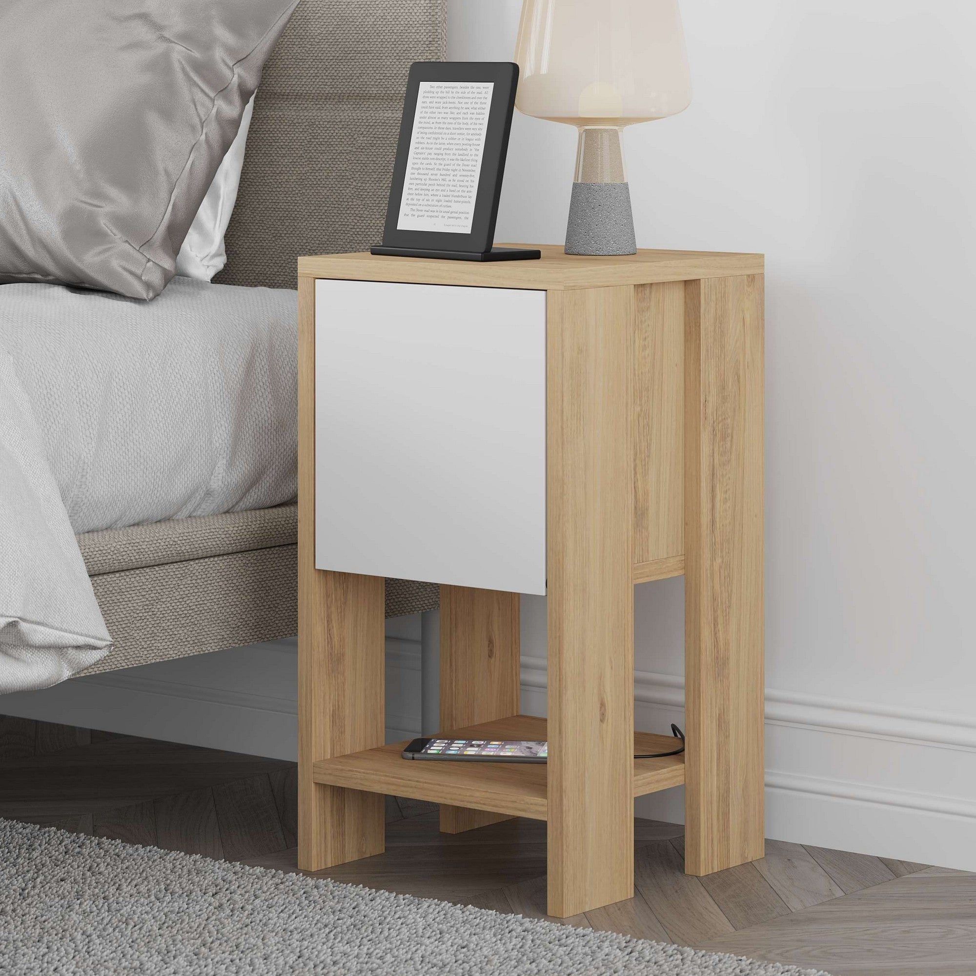 Mesa de cabeceira – 30cm x 55cm x 30cm – Branco – Aglomerado de partículas