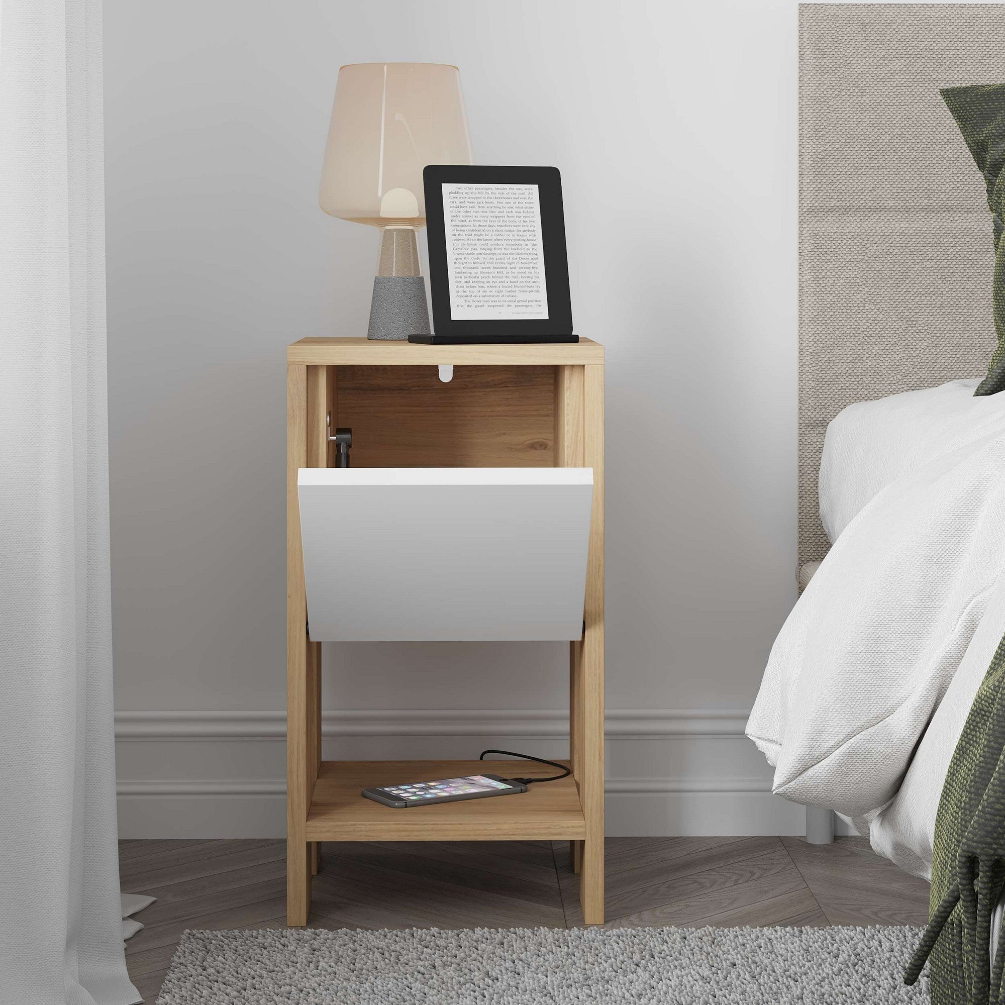 Mesa de cabeceira – 30cm x 55cm x 30cm – Branco – Aglomerado de partículas