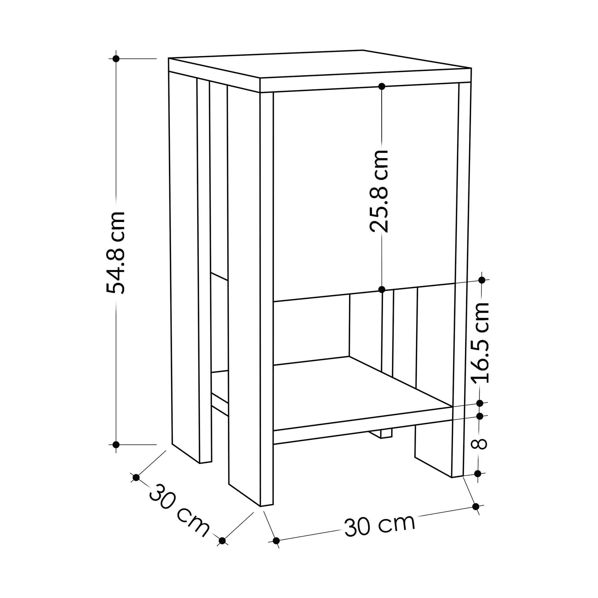 Mesa de cabeceira – 30cm x 55cm x 30cm – Branco – Aglomerado de partículas
