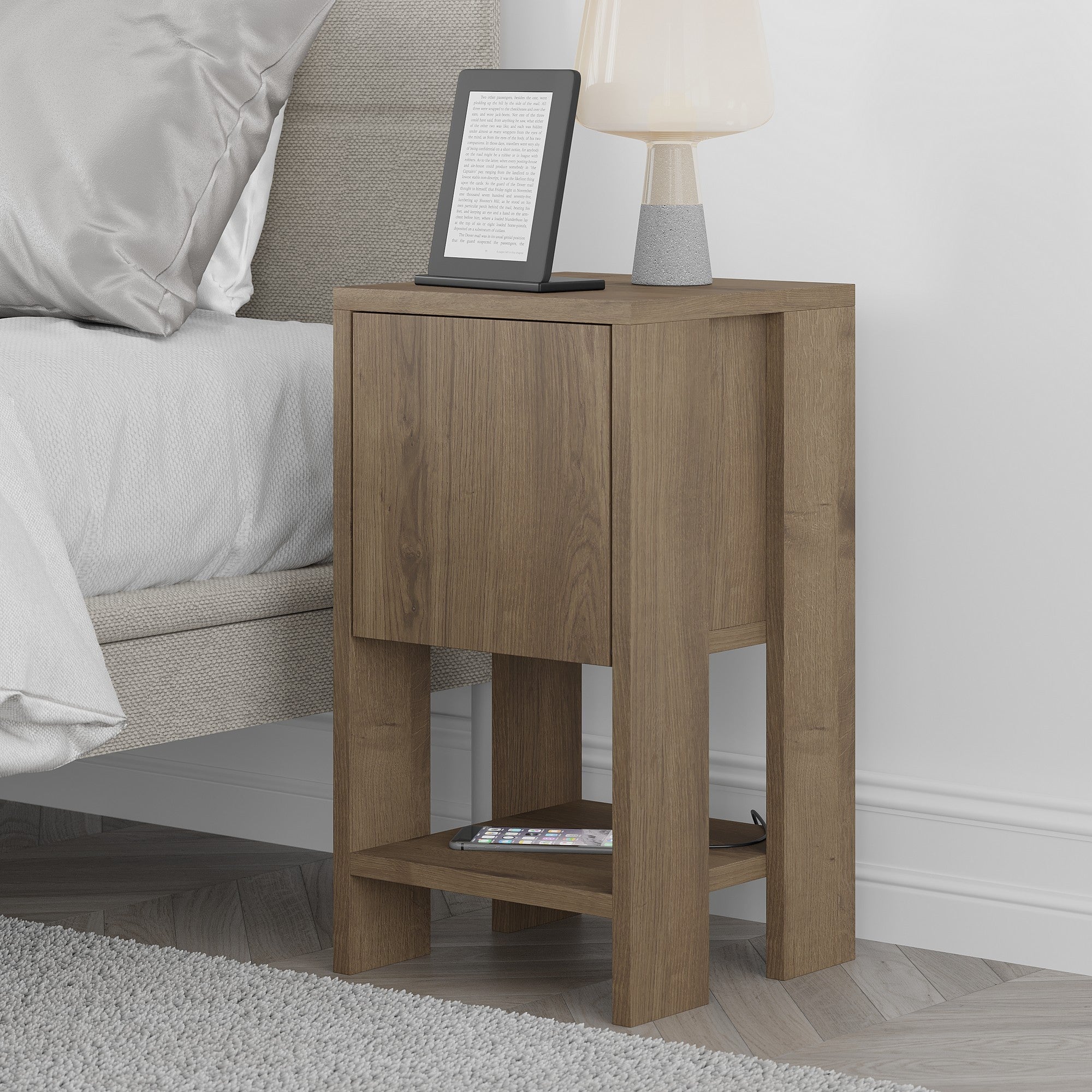 Mesa de cabeceira – 30 cm largura – 55 cm altura – 100% painel de partículas revestido a melamina