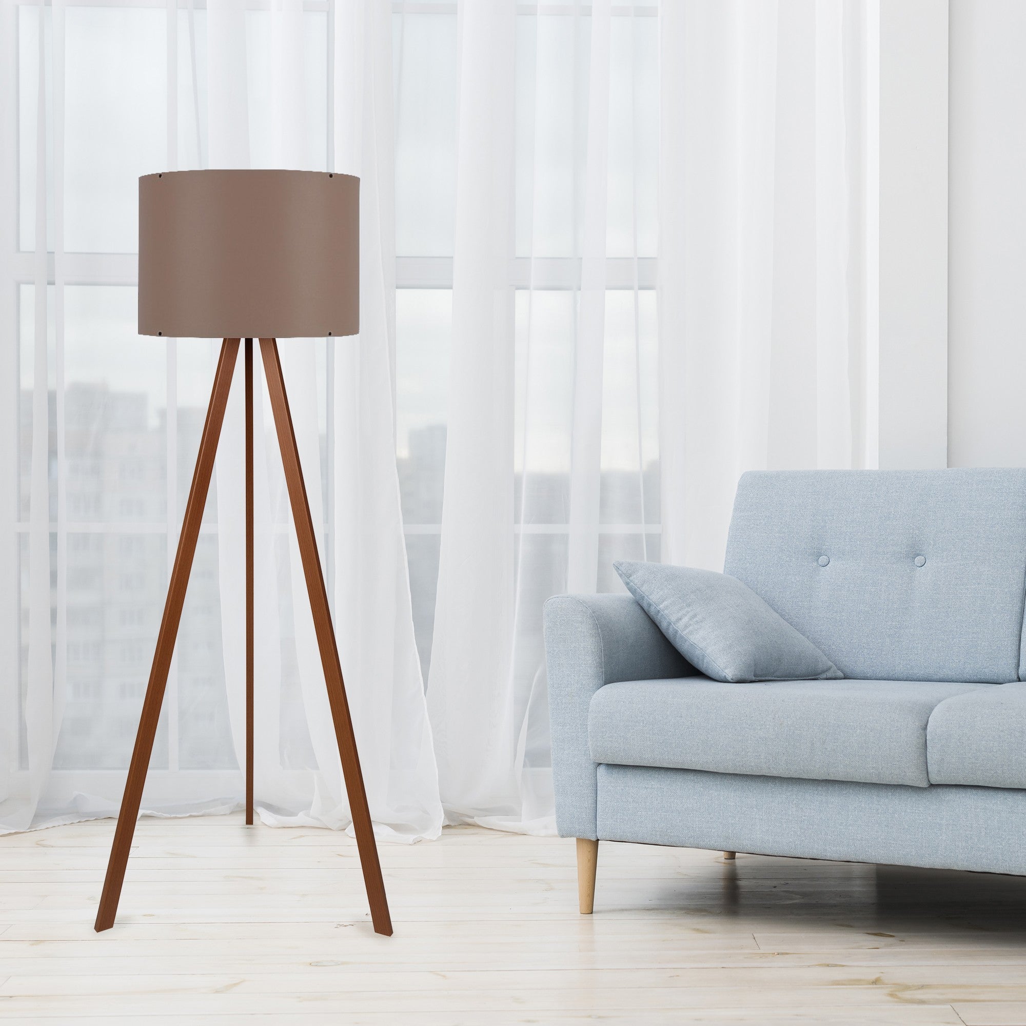 Candeeiro de Pé – 38 x 140 cm – Marta e Marrom – 70% MDF e 30% PVC