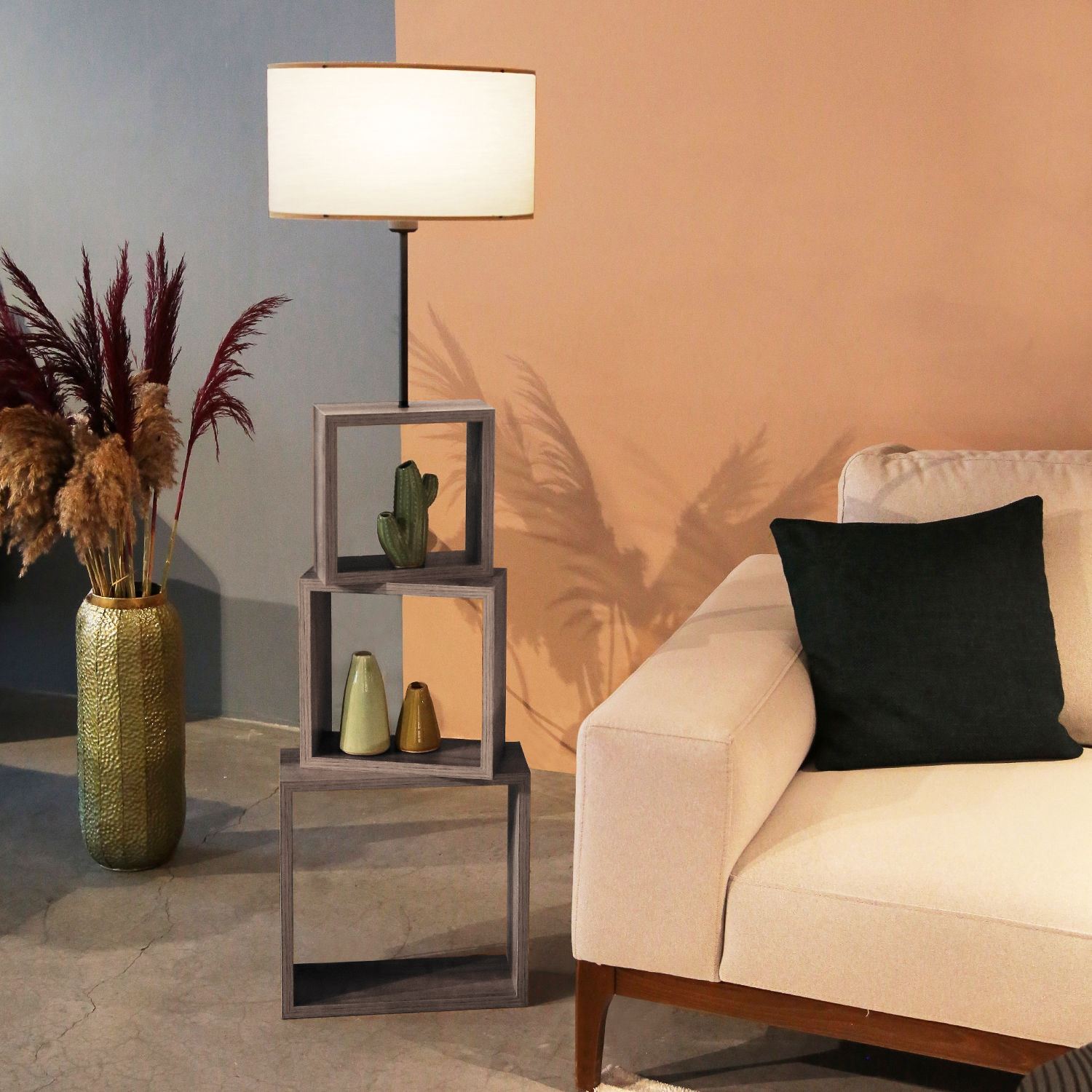 Candeeiro de Pé – 20 x 37 x 140 cm – Creme – MDF