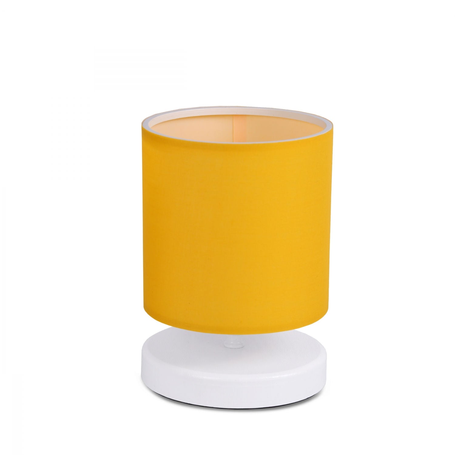 Candeeiro de Mesa – 15 x 15 x 22 cm – Amarelo – Tecido e Plástico