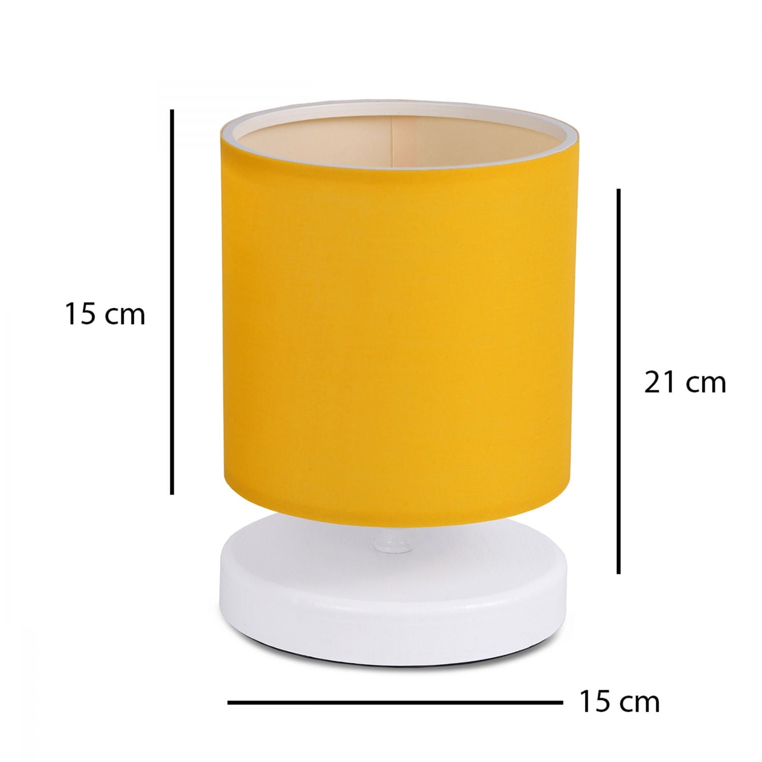 Candeeiro de Mesa – 15 x 15 x 22 cm – Amarelo – Tecido e Plástico