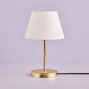 Candeeiro de Mesa – 37 cm de Altura – Branco e Dourado – Metal e Tecido