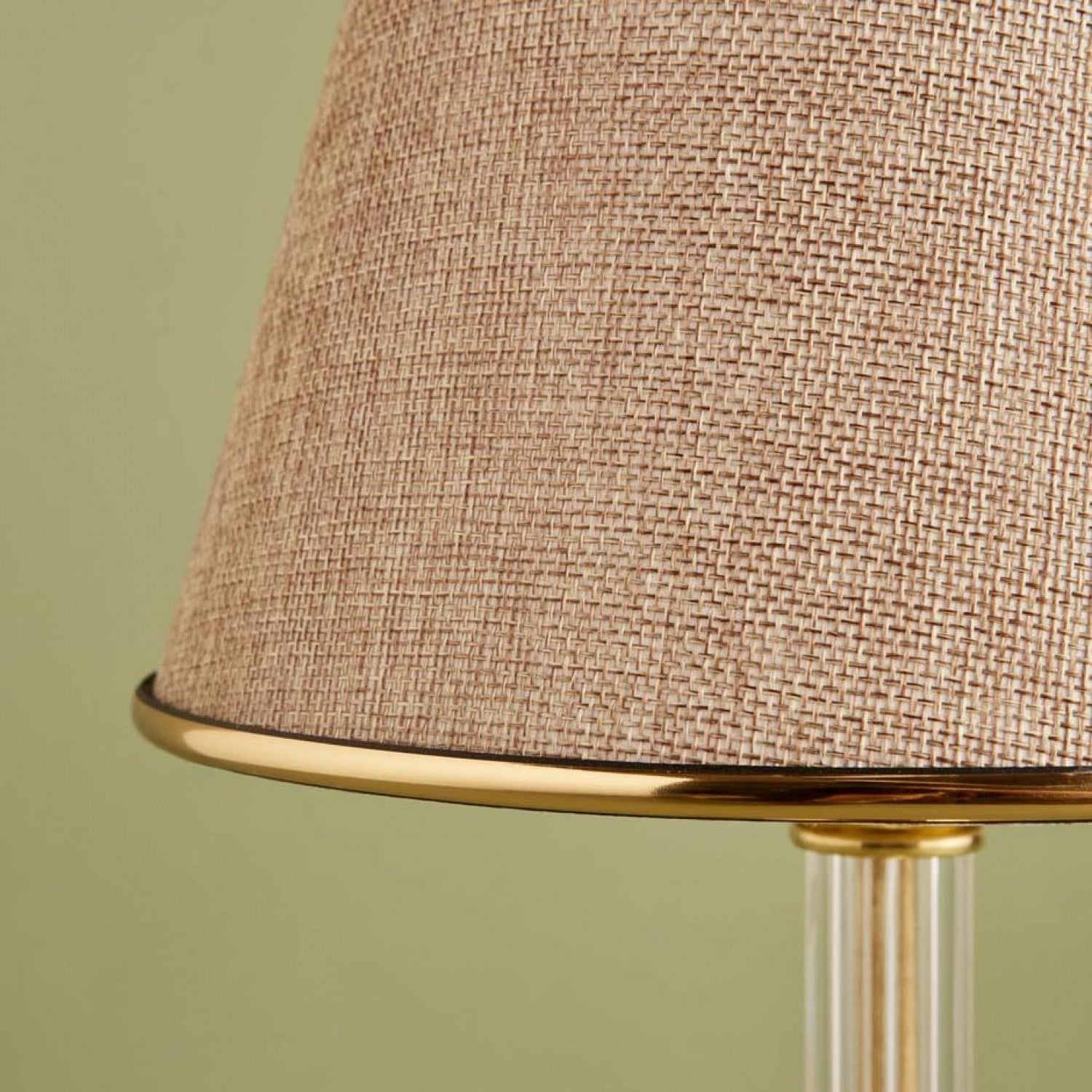 Candeeiro de Mesa – 45 cm – Bege, Dourado – Tecido e Metal