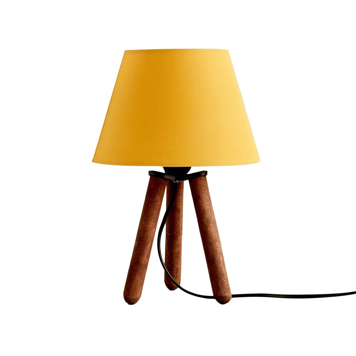 Candeeiro de Mesa – 32 cm – Amarelo – Madeira