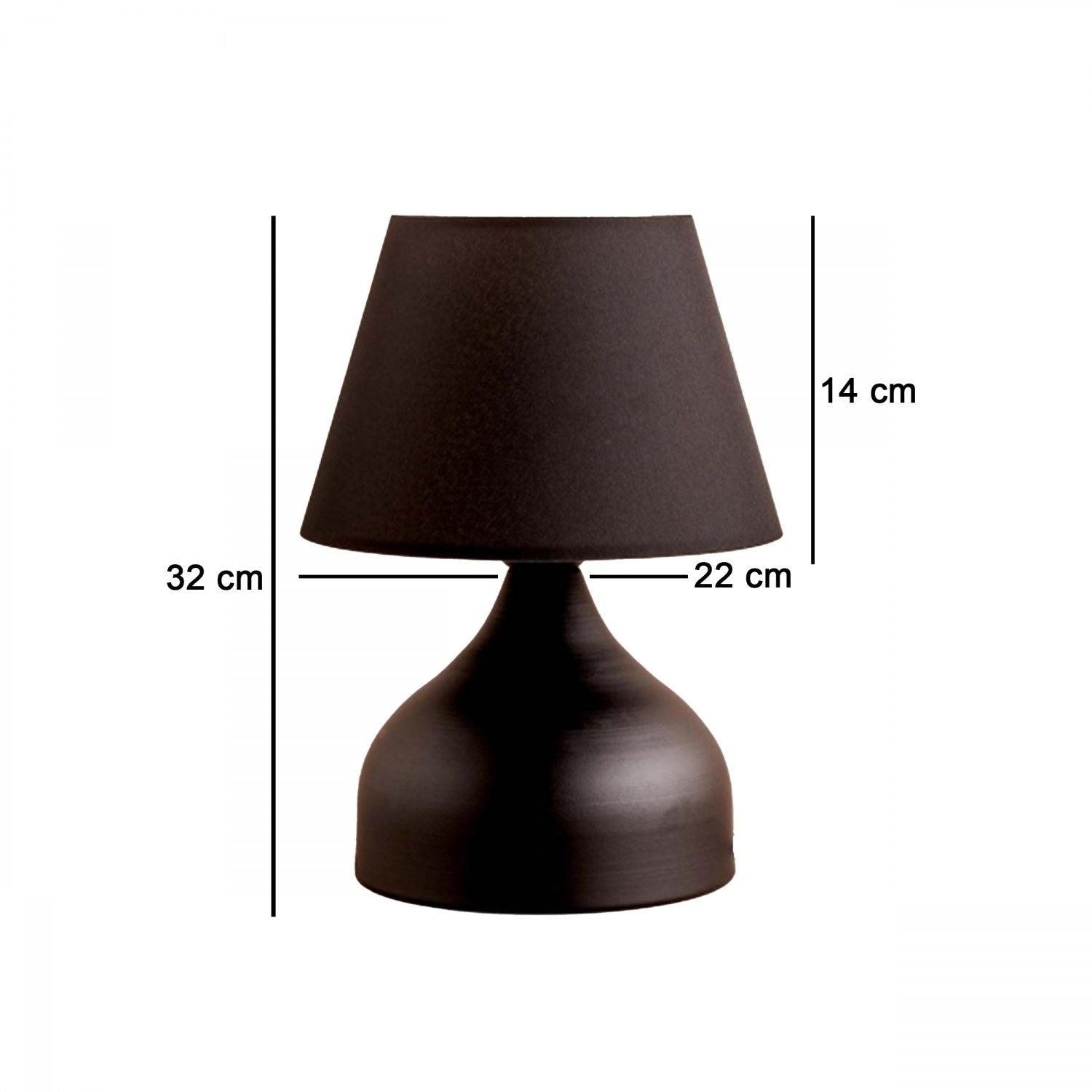Candeeiro de Mesa – 32 cm – Preto – Tecido e Metal
