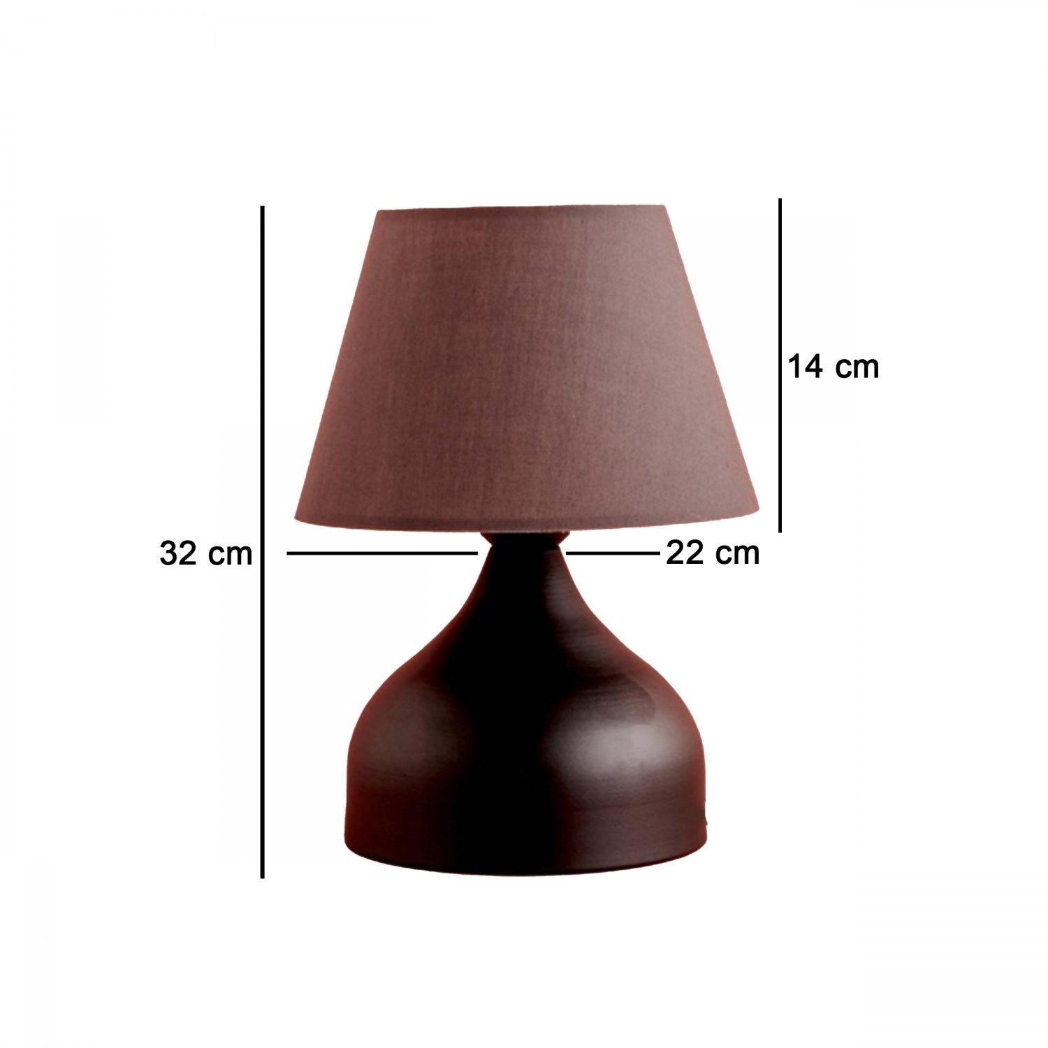 Candeeiro de Mesa – 32 cm – Cinza e Preto – 100% metal e 100% tecido