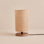 Candeeiro de Mesa – 30 cm – Bege – Tecido e Madeira
