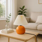 Candeeiro de Mesa – 30 cm de Altura – Creme e Laranja – Metal e PVC