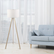 Candeeiro de Pé – 38 x 140 cm – Branco e Carvalho – MDF e PVC