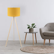Candeeiro de Pé Escandinava – 38 x 140 cm – Amarelo e Creme – MDF e PVC