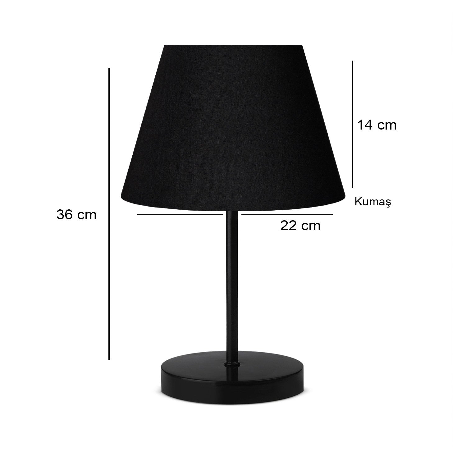Candeeiro de Mesa – 36 cm – Preto – Metal