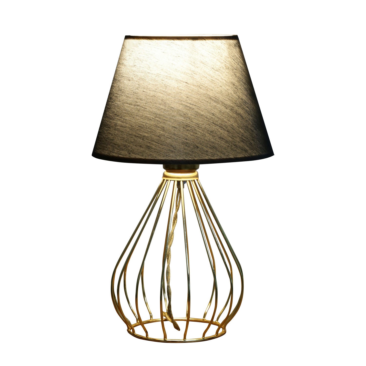 Candeeiro de Mesa de Metal – 36 cm – Preto