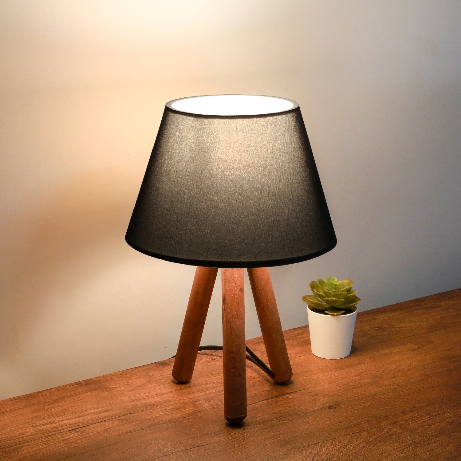 Candeeiro de Mesa – 30 cm de Altura – Antracite – Madeira