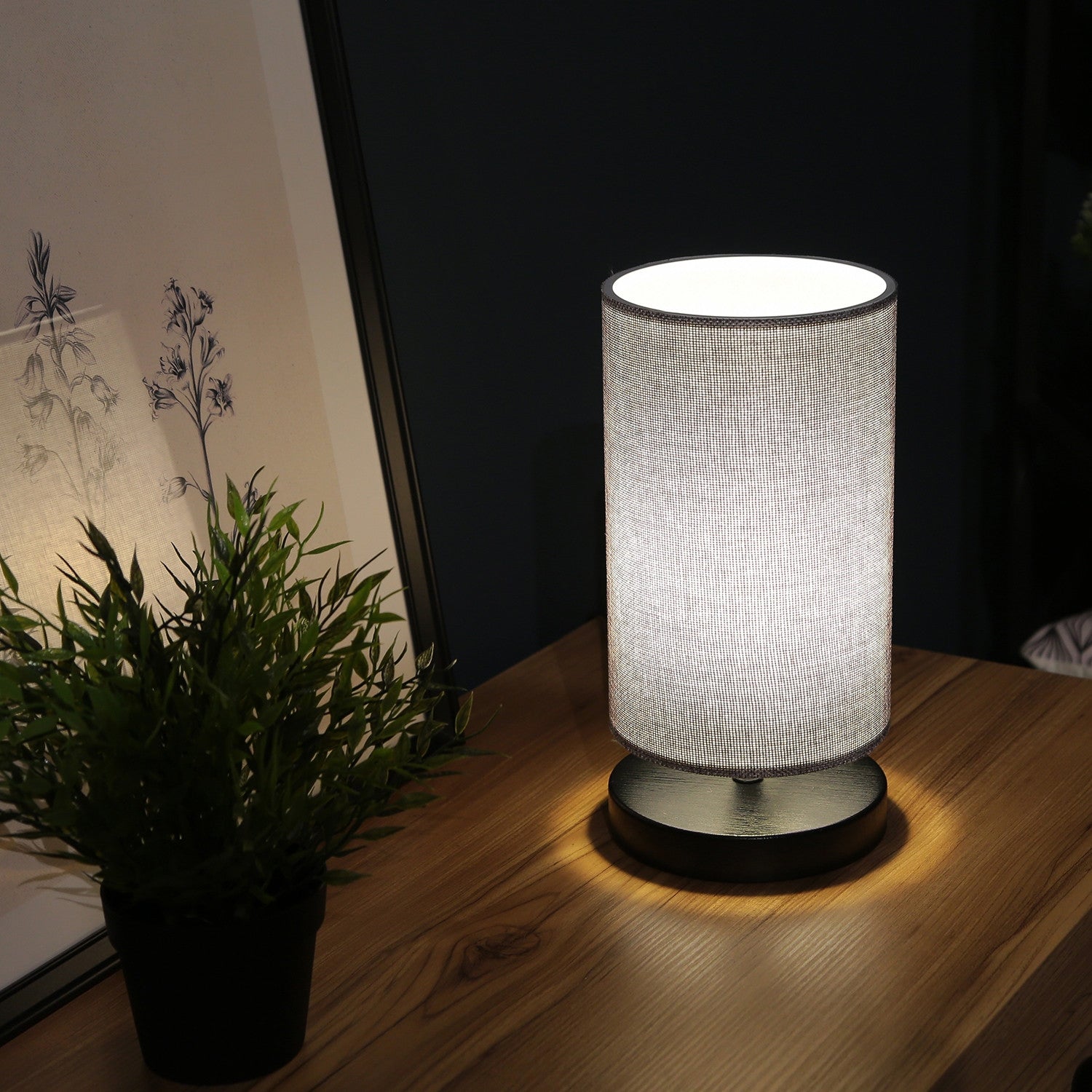 Candeeiro de Mesa – 30 cm – Cinza – Madeira